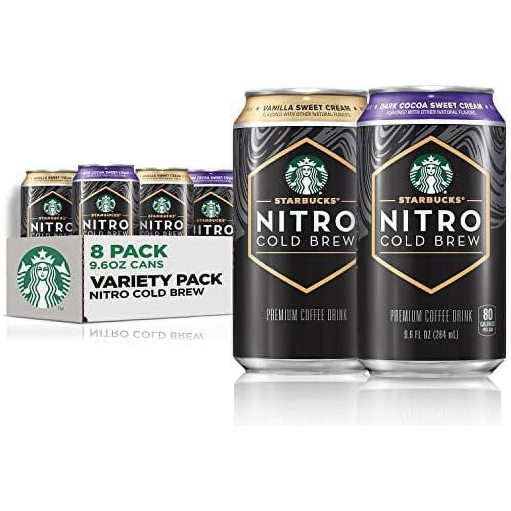 Starbucks Nitro Cold Brew, 2 Flavors Sweet Cream, Vanilla, Variety Pack, 9.6 fl oz Cans (8 Pack) - Starbucks