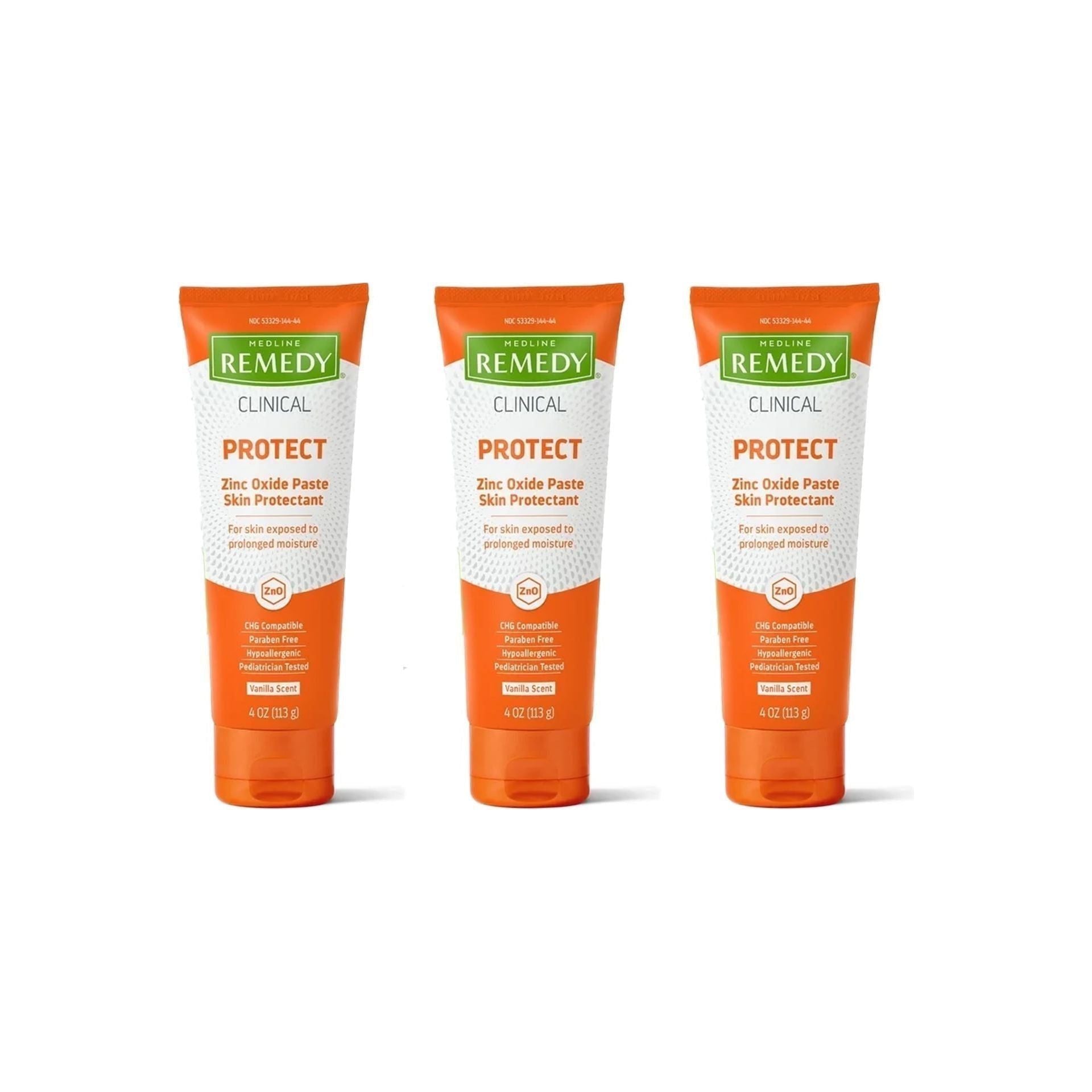 Medline Remedy Clinical Zinc Oxide Paste Hypoallergenic Pediatrician Tested Vanilla Scented 4oz, 3 Pack - Medline