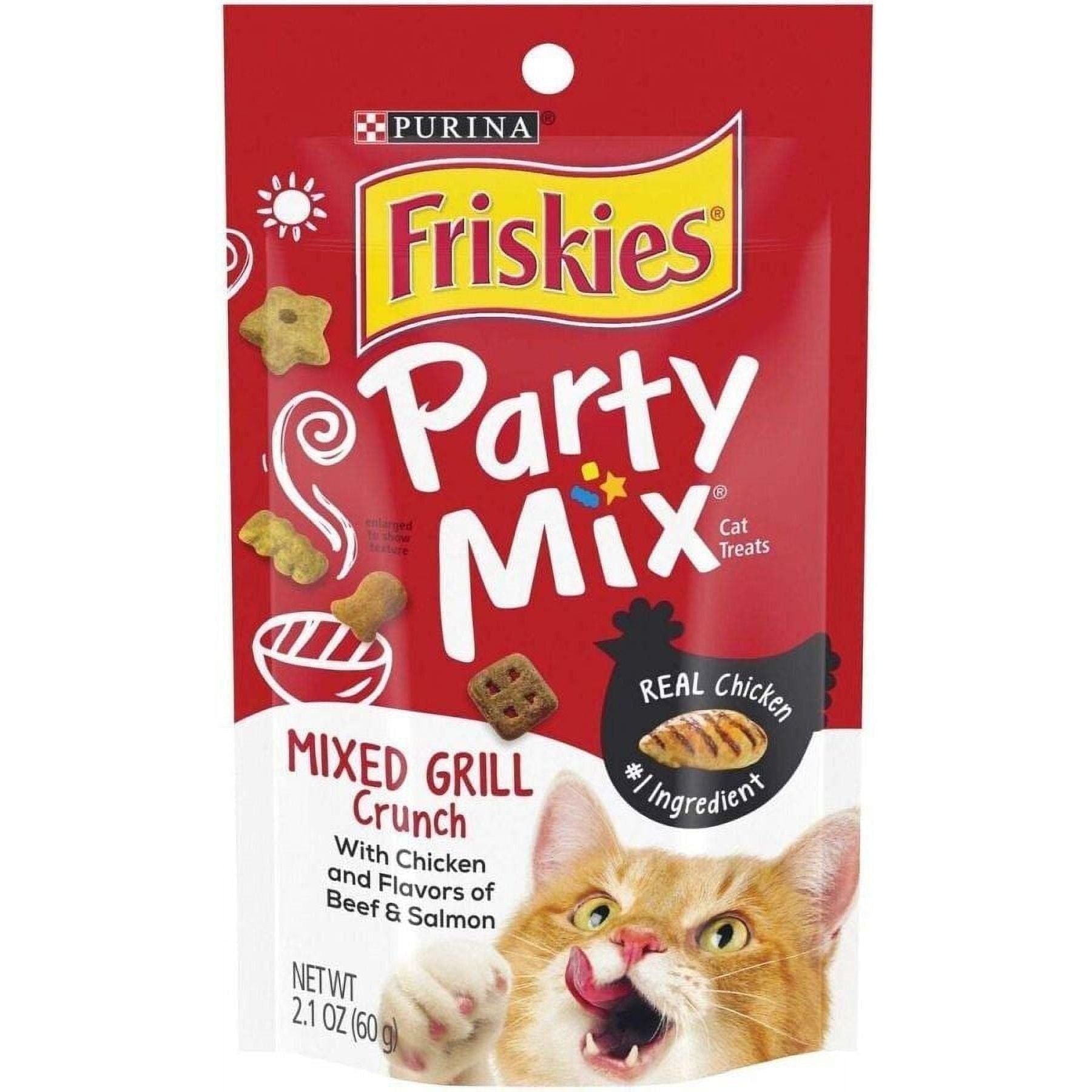 Purina Friskies Party Mix Cat Treats - Mixed Grill Crunch, 2.1 oz, Pack of 2 - Purina