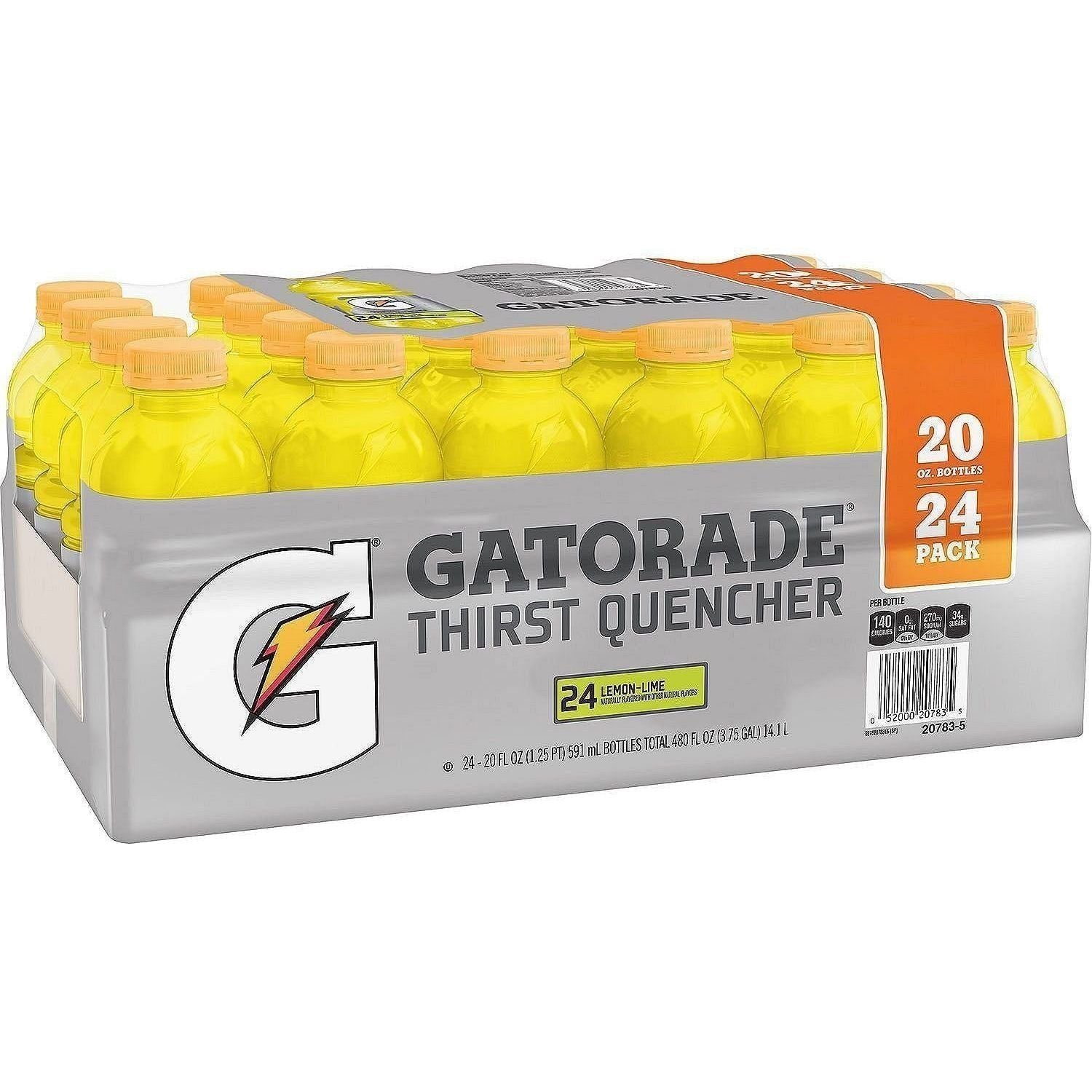 Gatorade Lemon Lime (24 PK x 20 OZ), 480 Fluid Ounce - Gatorade