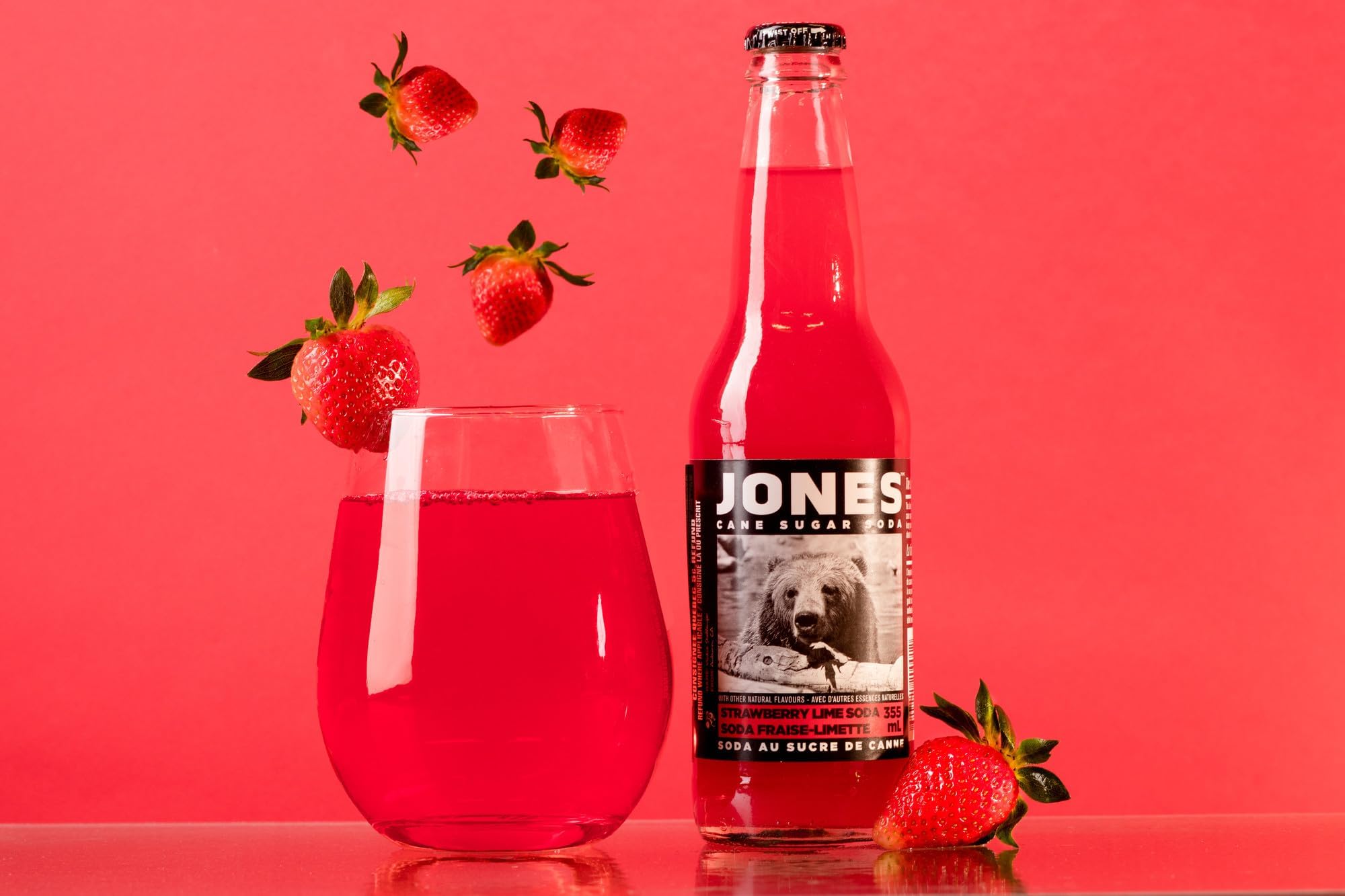 Jones Soda Co. Strawberry Lime 12 oz Pack of 12 Glass Bottle