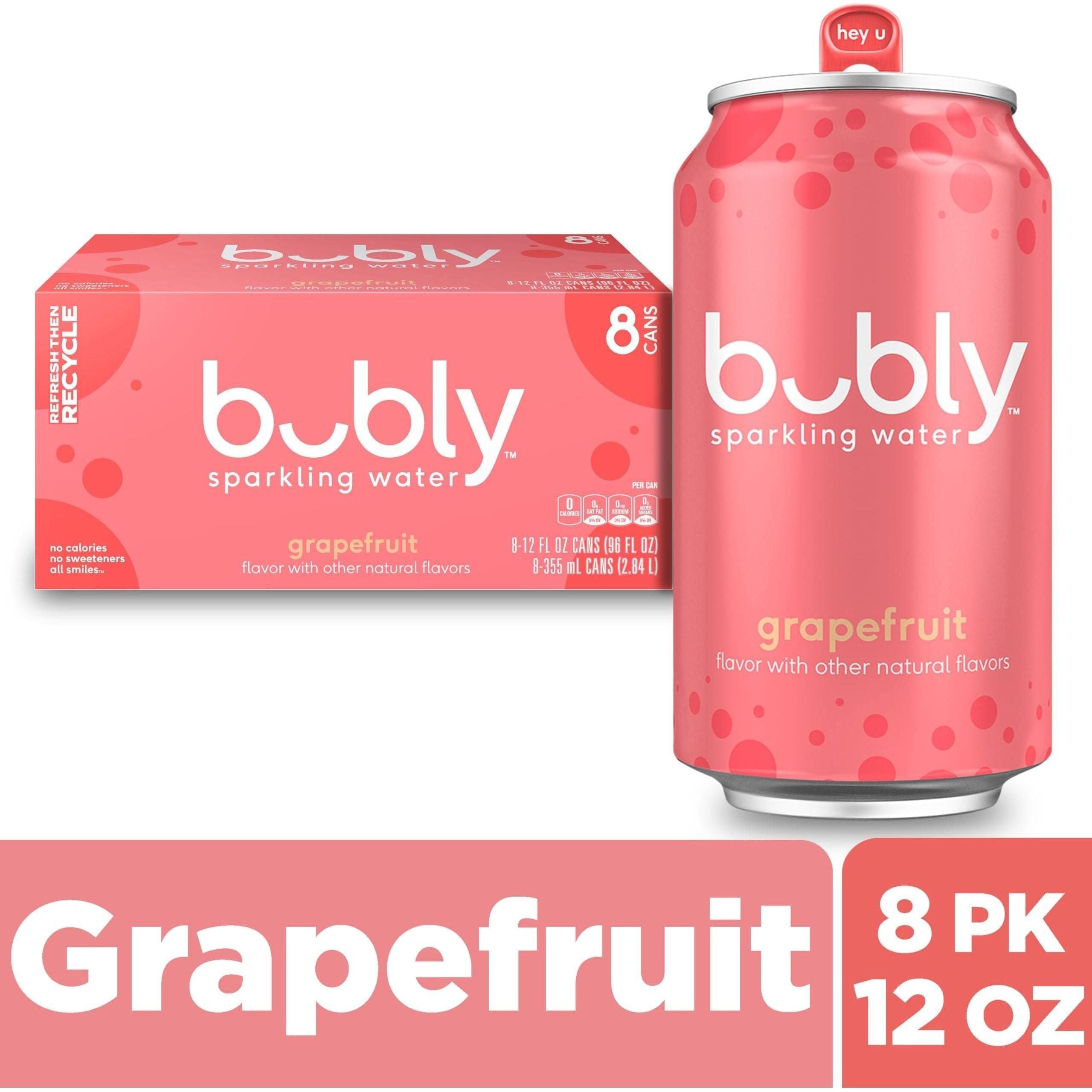 bubly Sparkling Water, Grapefruit, 12 ounce Cans (Pack of 8) - Bubly