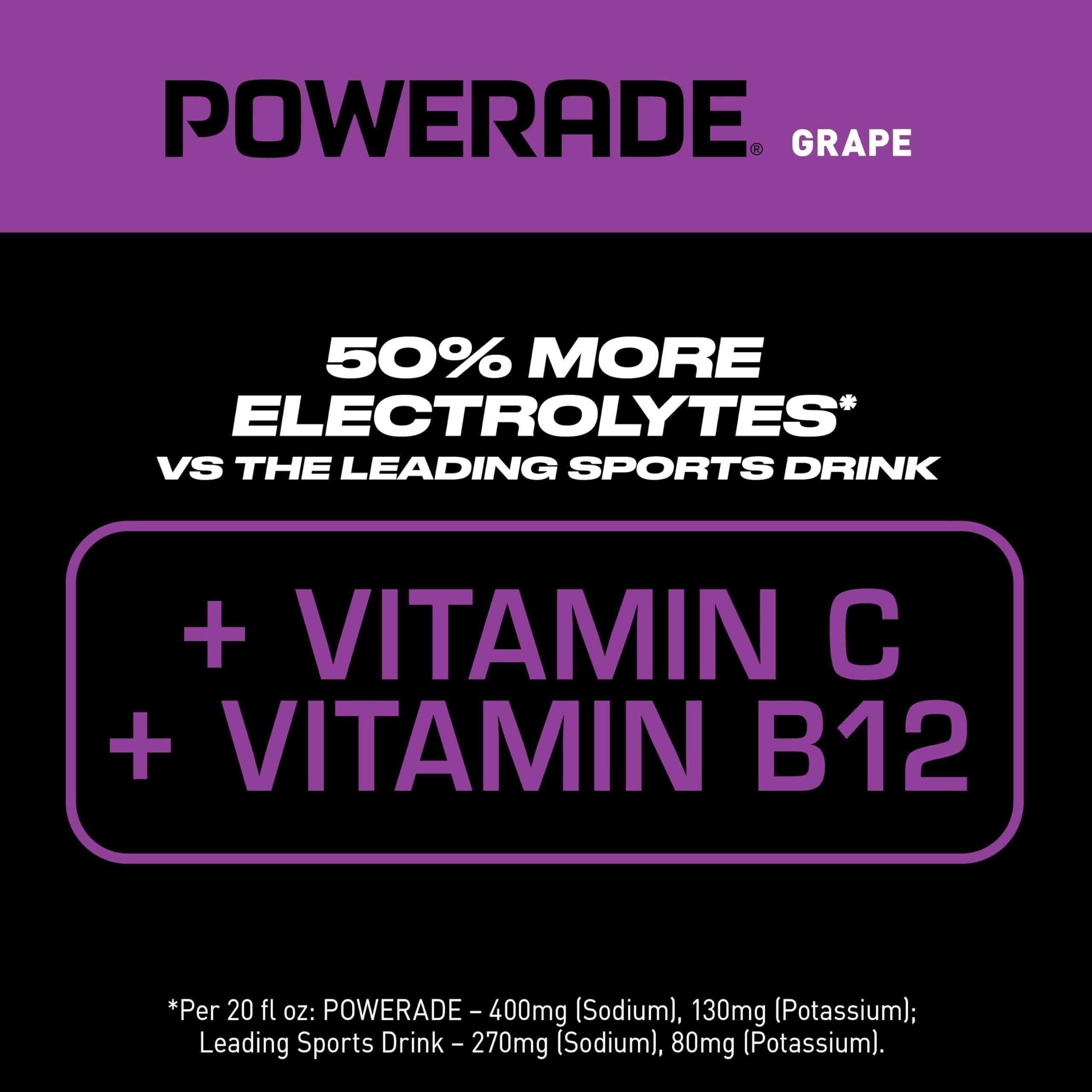 POWERADE Grape Sports Drink, 20 Oz - 24 Pack Hydration Boost - Powerade