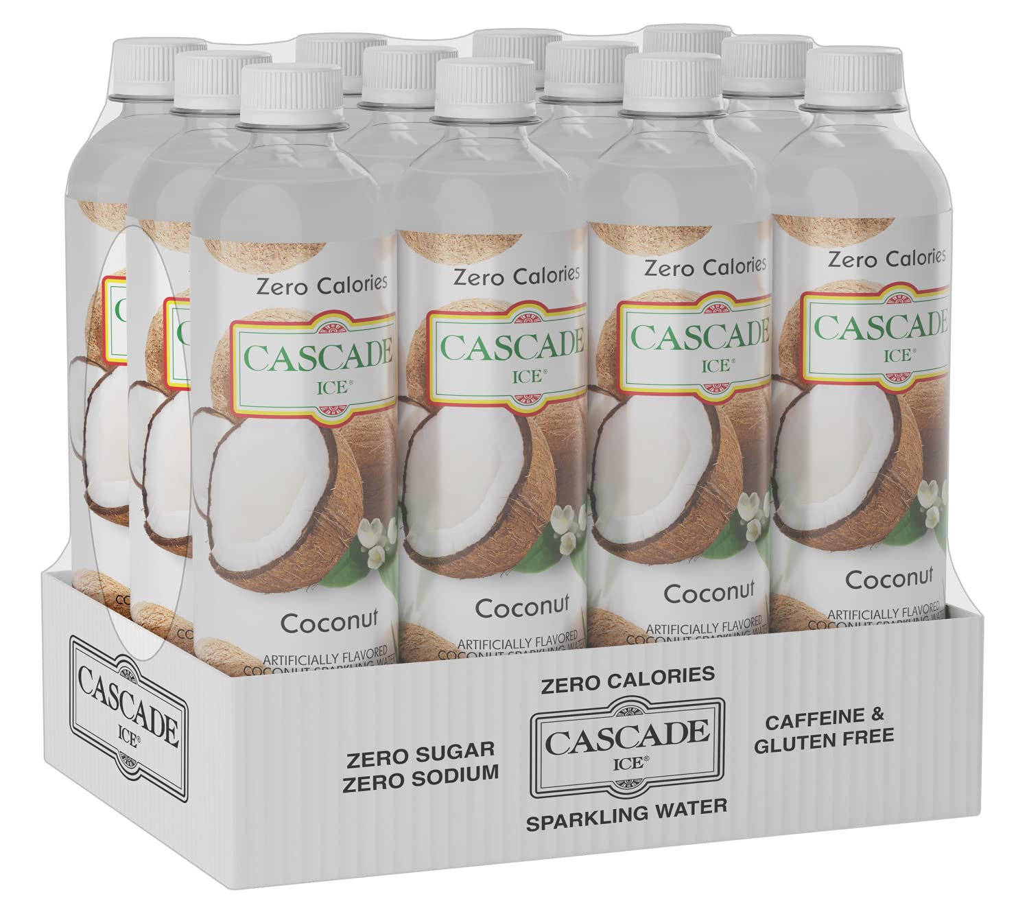 Cascade Ice Sparkling Water, Coconut, 17.2 Fl Oz (Pack of 12) - Cascade Ice