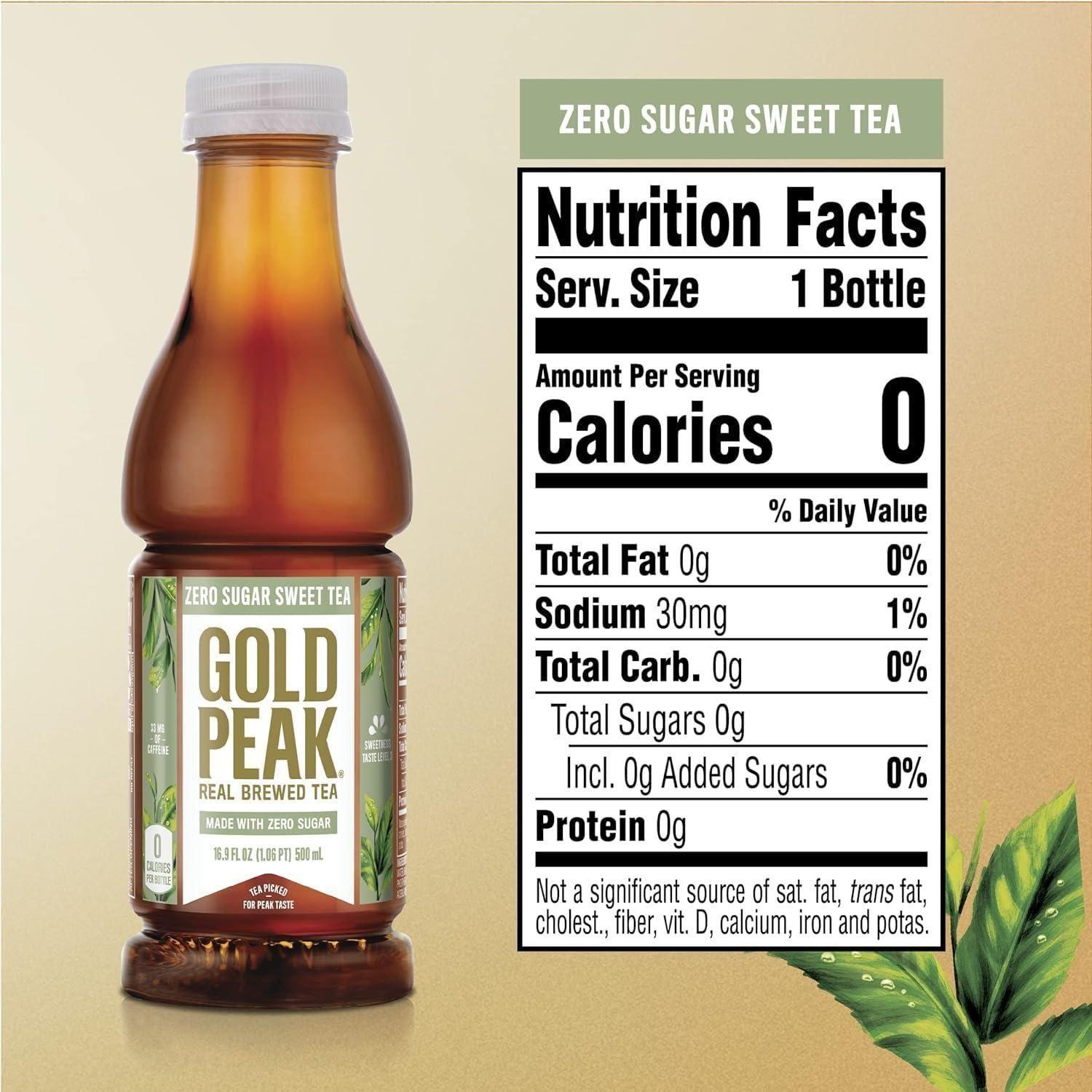 Gold Peak Zero Sugar Sweet Tea Bottles, 16.9 fl oz, 12 Pack - Gold Peak