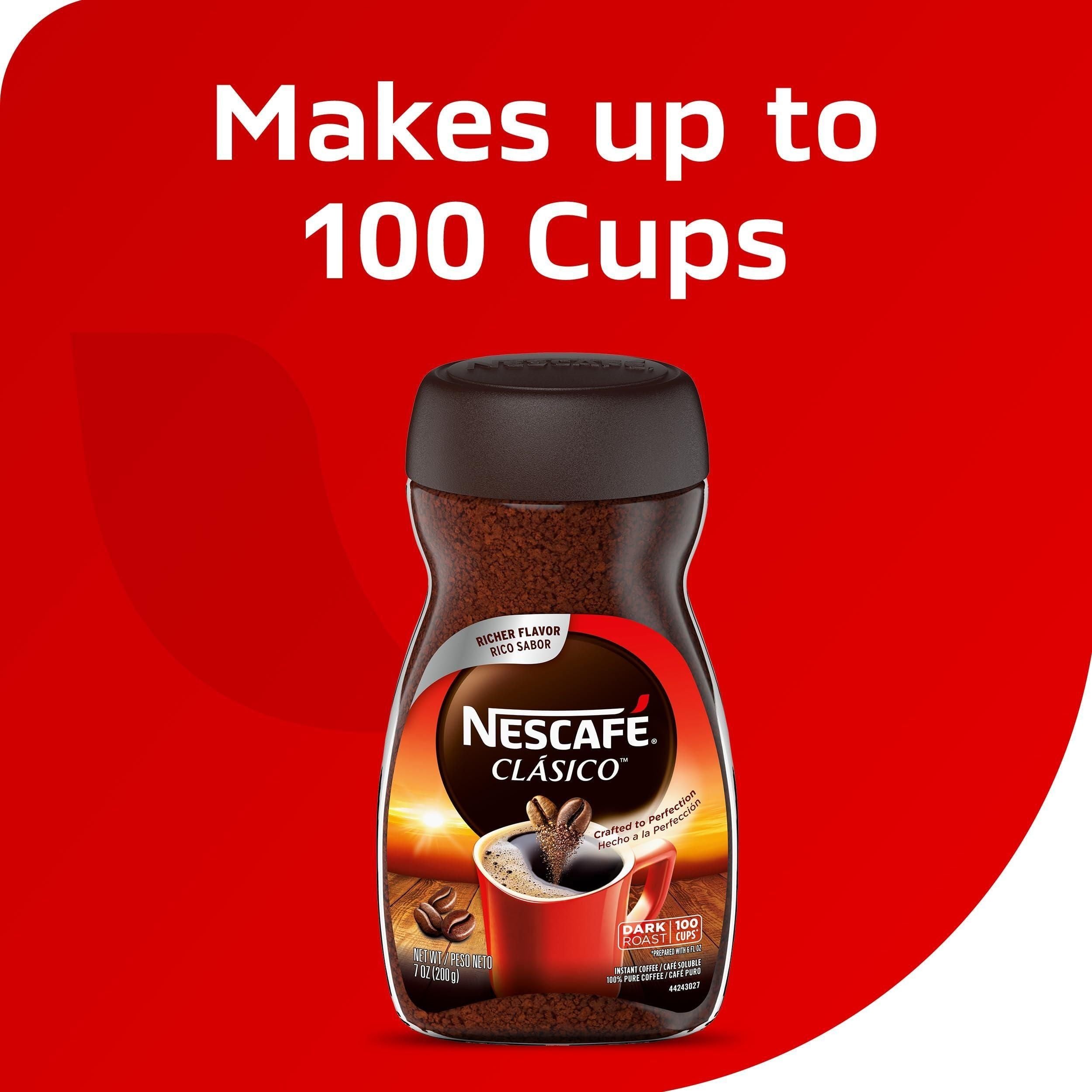 NESCAFÉ CLÁSICO Dark Roast Instant Coffee, 100% Real Coffee, 7 oz Jar, Pack of 6 - NESCAFÉ