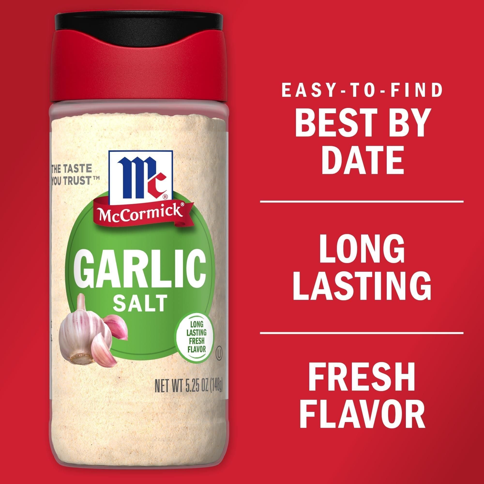 McCormick Gourmet Garlic Salt Seasoning, 5.25 oz (6 Pack) - McCormick
