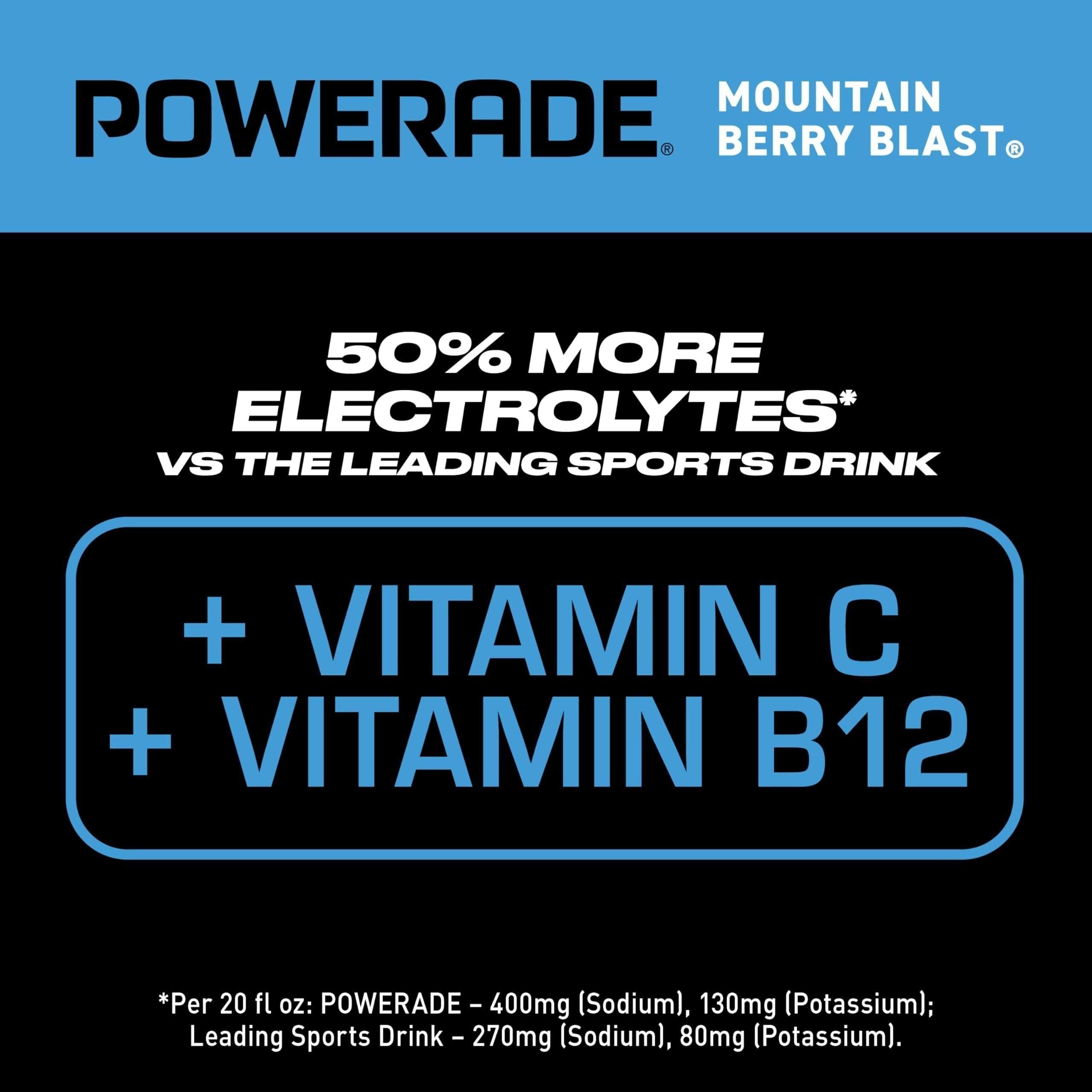 POWERADE Mountain Berry Blast Sports Drink - 20 oz Bottle (24-Pack) - Powerade