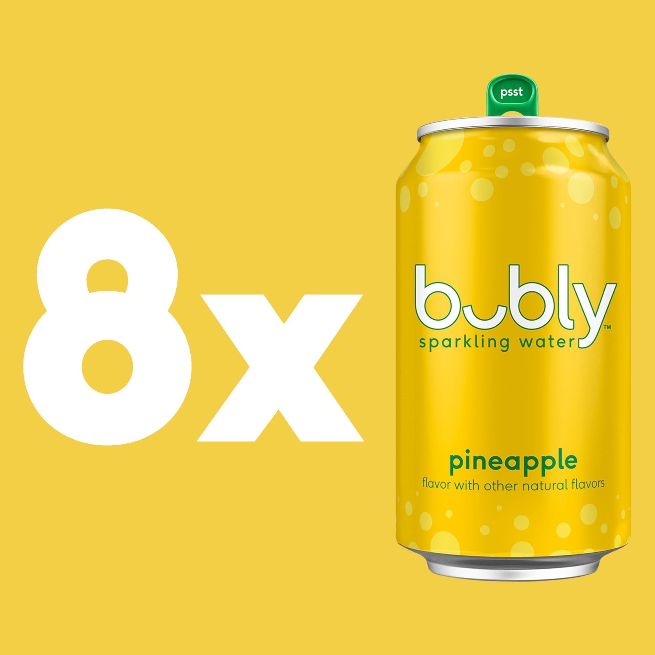 Bubly Pineapple Flavored Sparkling Water, 12oz Cans (Pack of 8) - Bubly