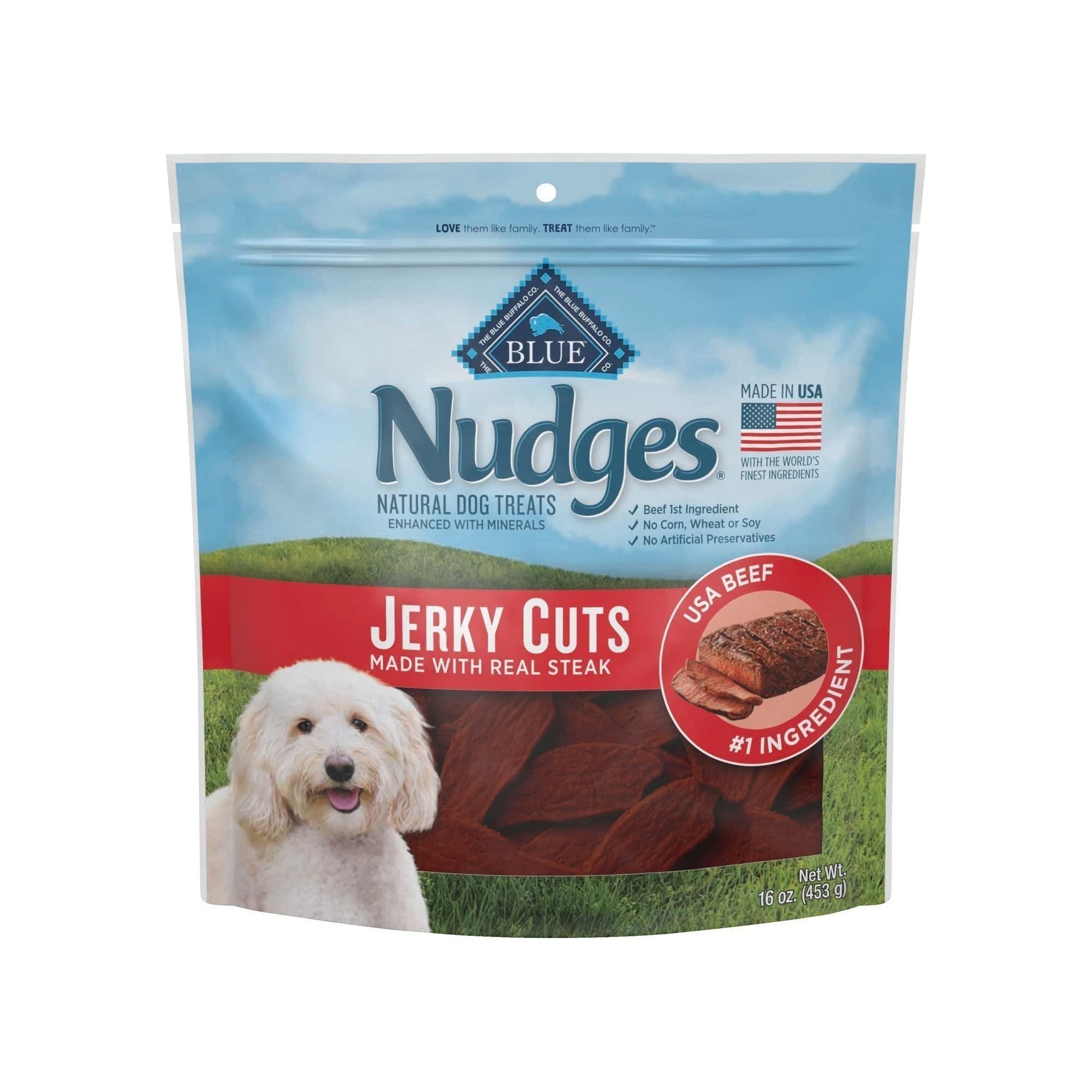Blue Buffalo Nudges Jerky Cuts Dog Treats Made with Real Steak, 16-oz. Bag - Blue Buffalo