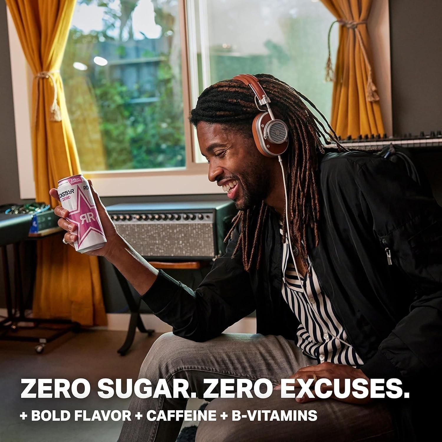 Rockstar Pure Zero Energy Drink, Tangerine Mango Guava Strawberry, Zero Sugar, with Caffeine and Taurine, 16 Fl Oz (12 Pack) (Packaging Varies) - Rockstar
