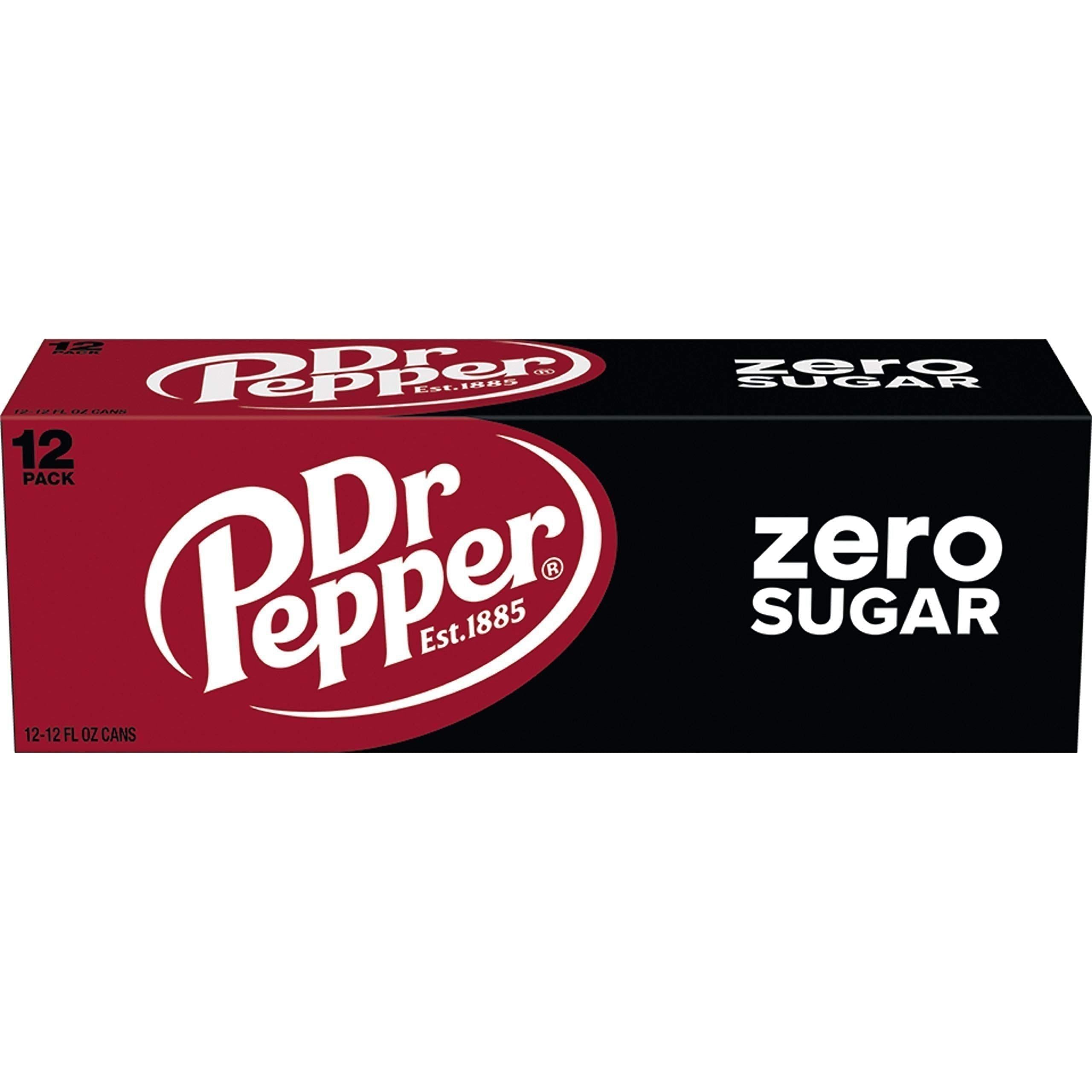 Dr Pepper Zero Sugar 12-Pack Cans - 12 fl oz Refreshing Soda - Dr. Pepper