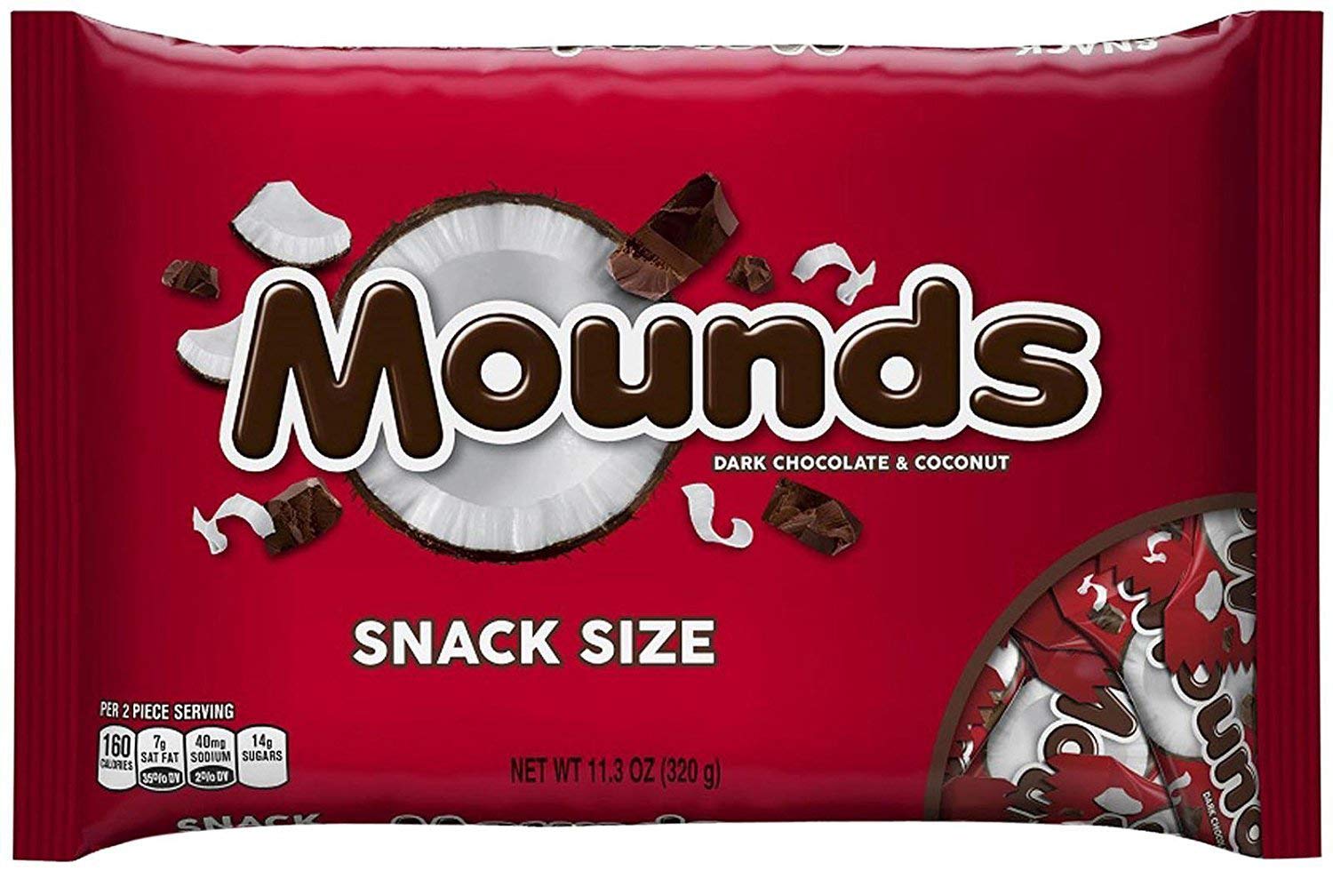 MOUNDS Dark Chocolate & Coconut Snack Size Candy Bars, 11.3 oz, 3 Pack