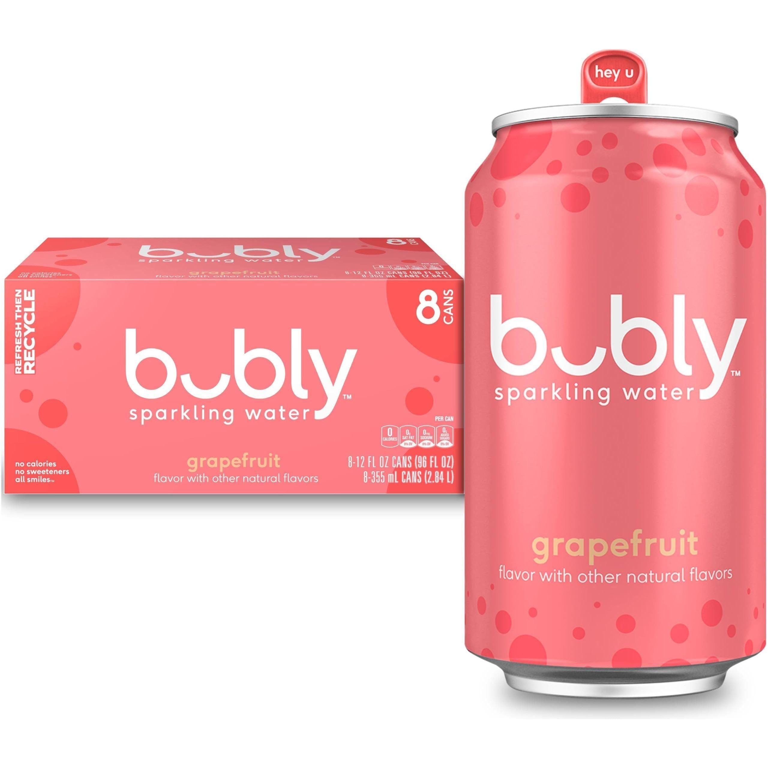 bubly Sparkling Water, Grapefruit, 12 ounce Cans (Pack of 8) - Bubly