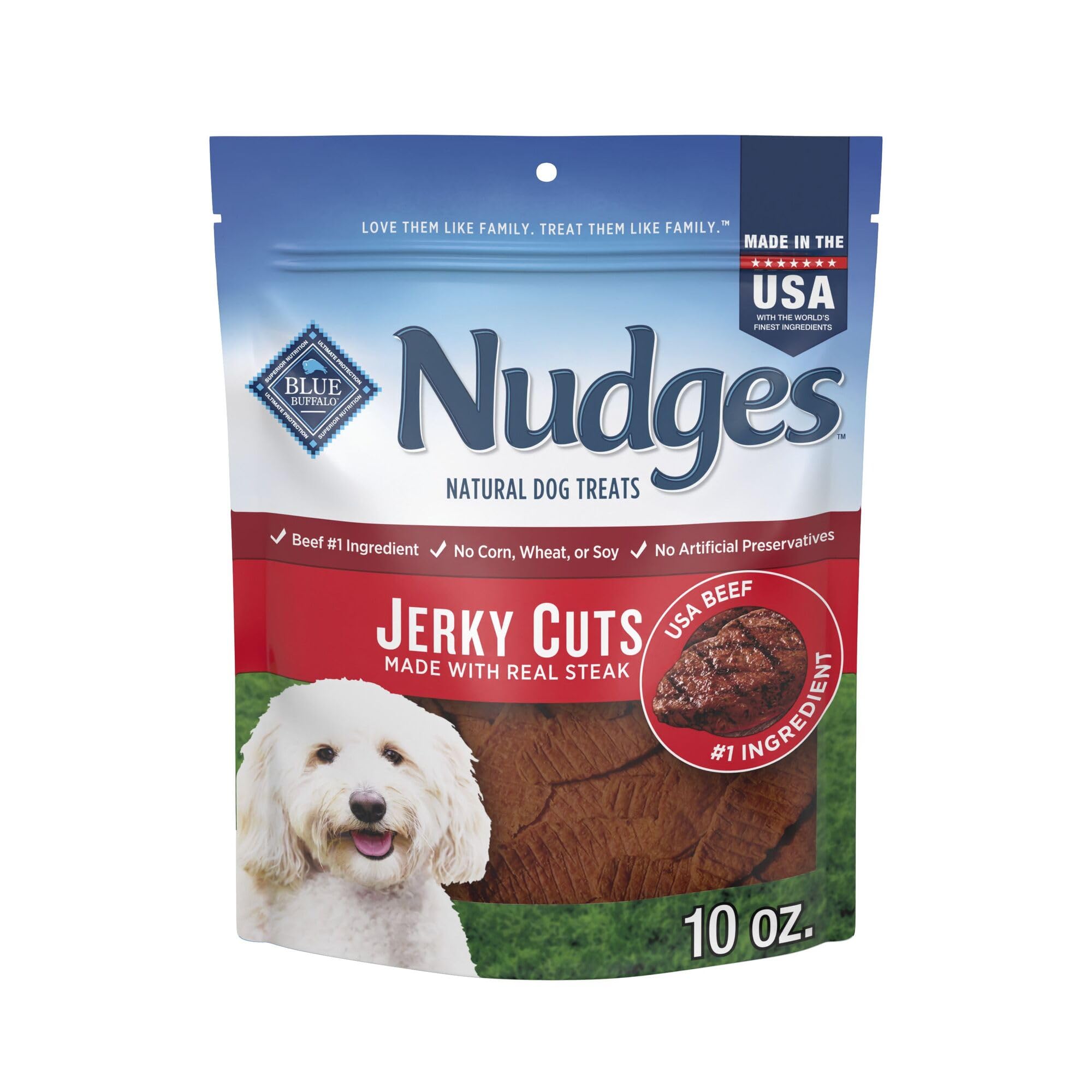 Blue Buffalo Nudges Steak Jerky Dog Treats, 10 oz