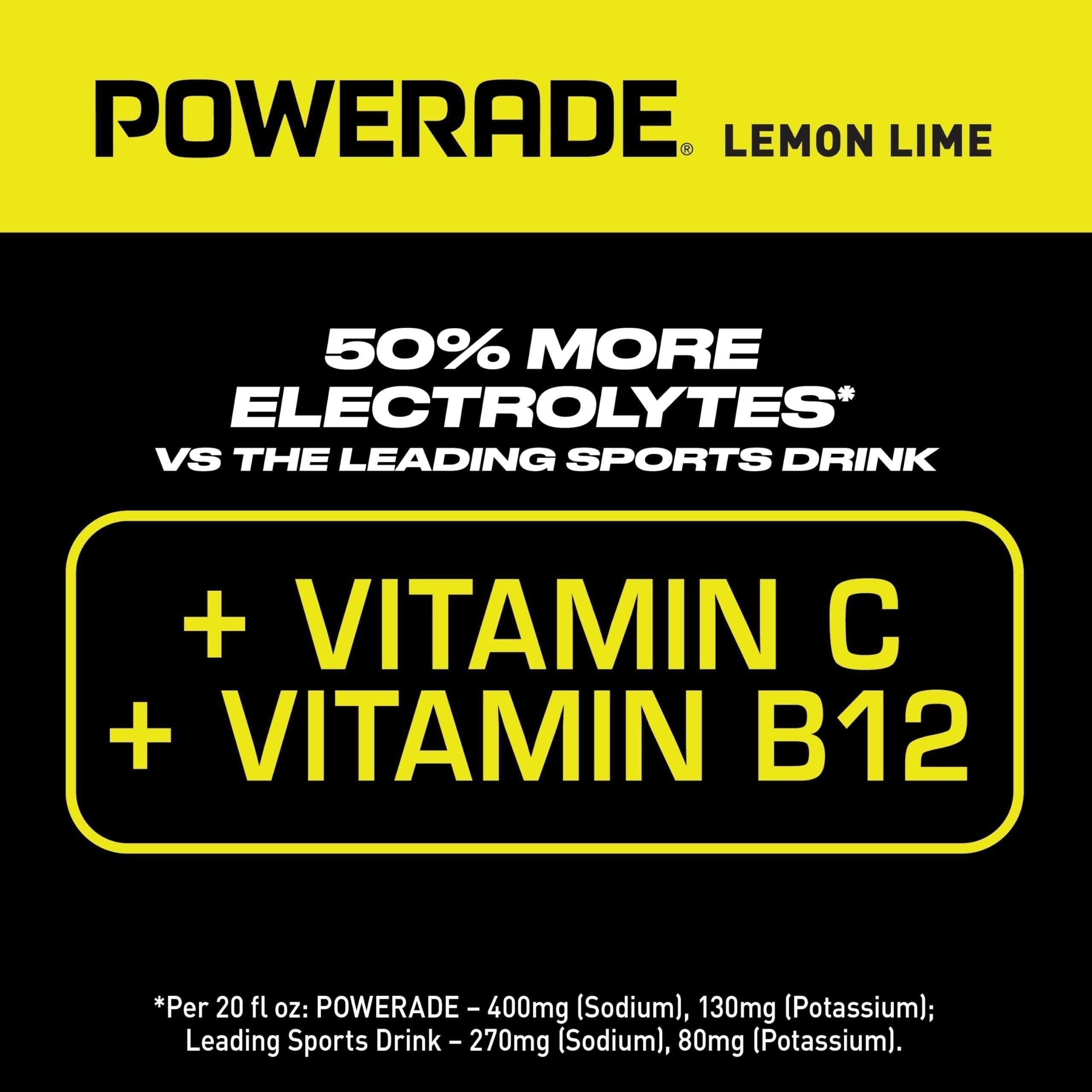 POWERADE Lemon Lime Electrolyte Sports Drink, 20 Oz (24-Pack) - Powerade