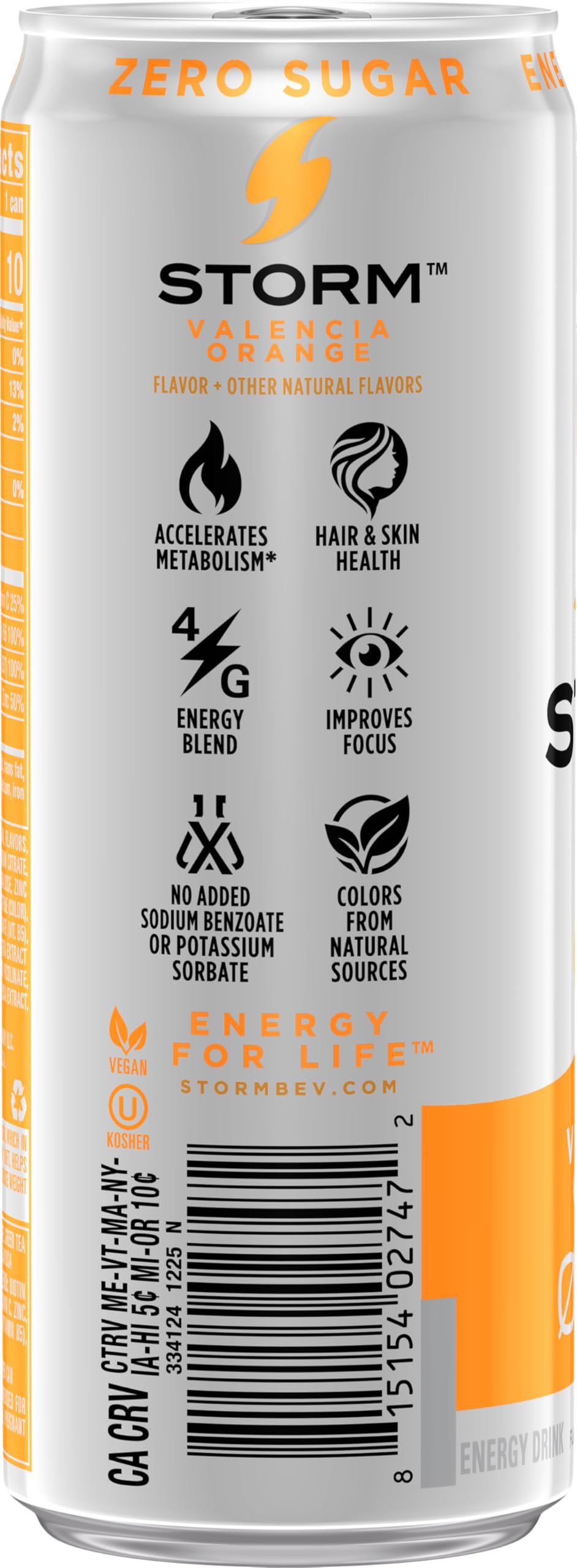 STORM Valencia Orange Energy Drink, 12 fl oz, 12 Pack