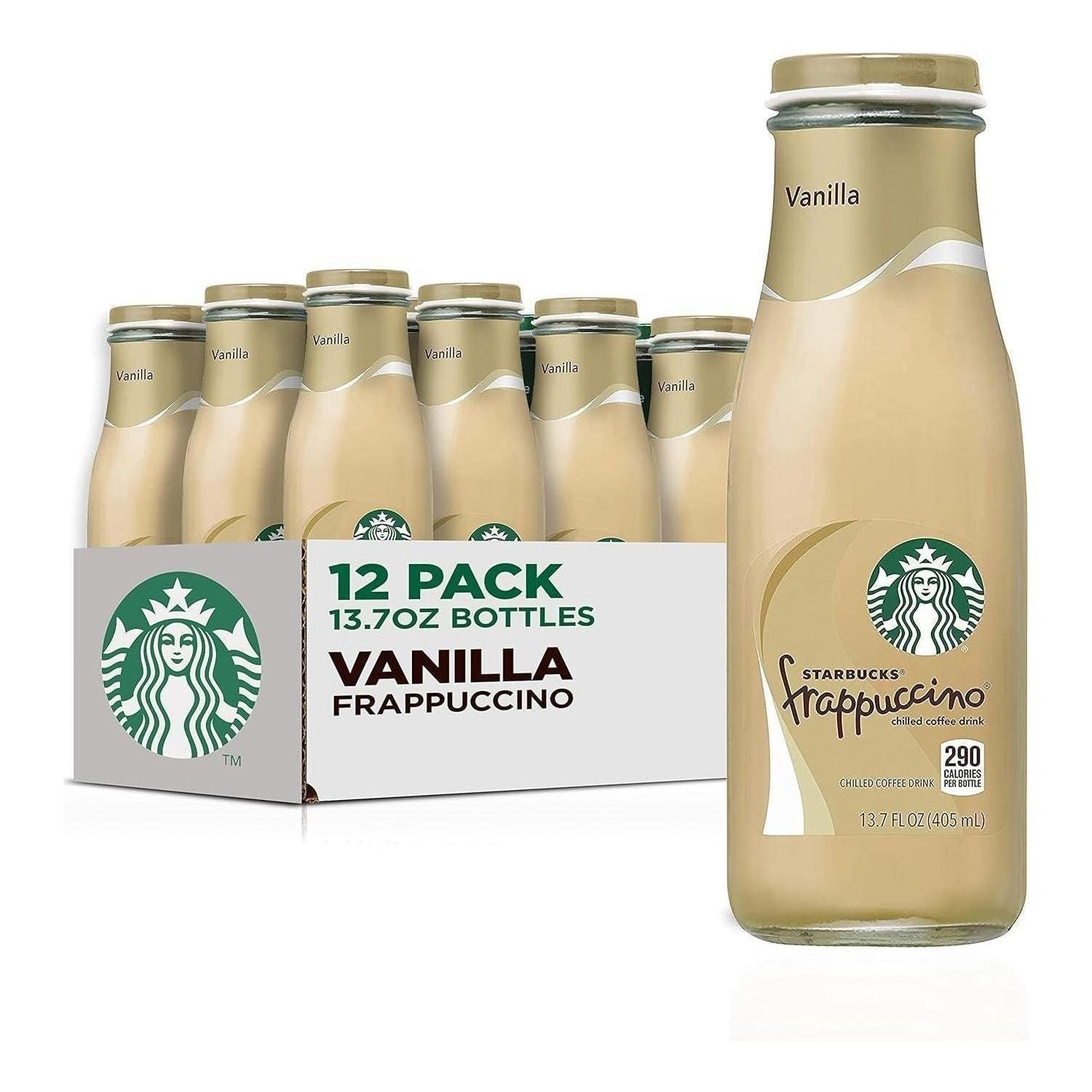 Starbucks Coffee Frappuccino Vanilla 13.7 Oz Glass Bottle Pack of 12 - Starbucks