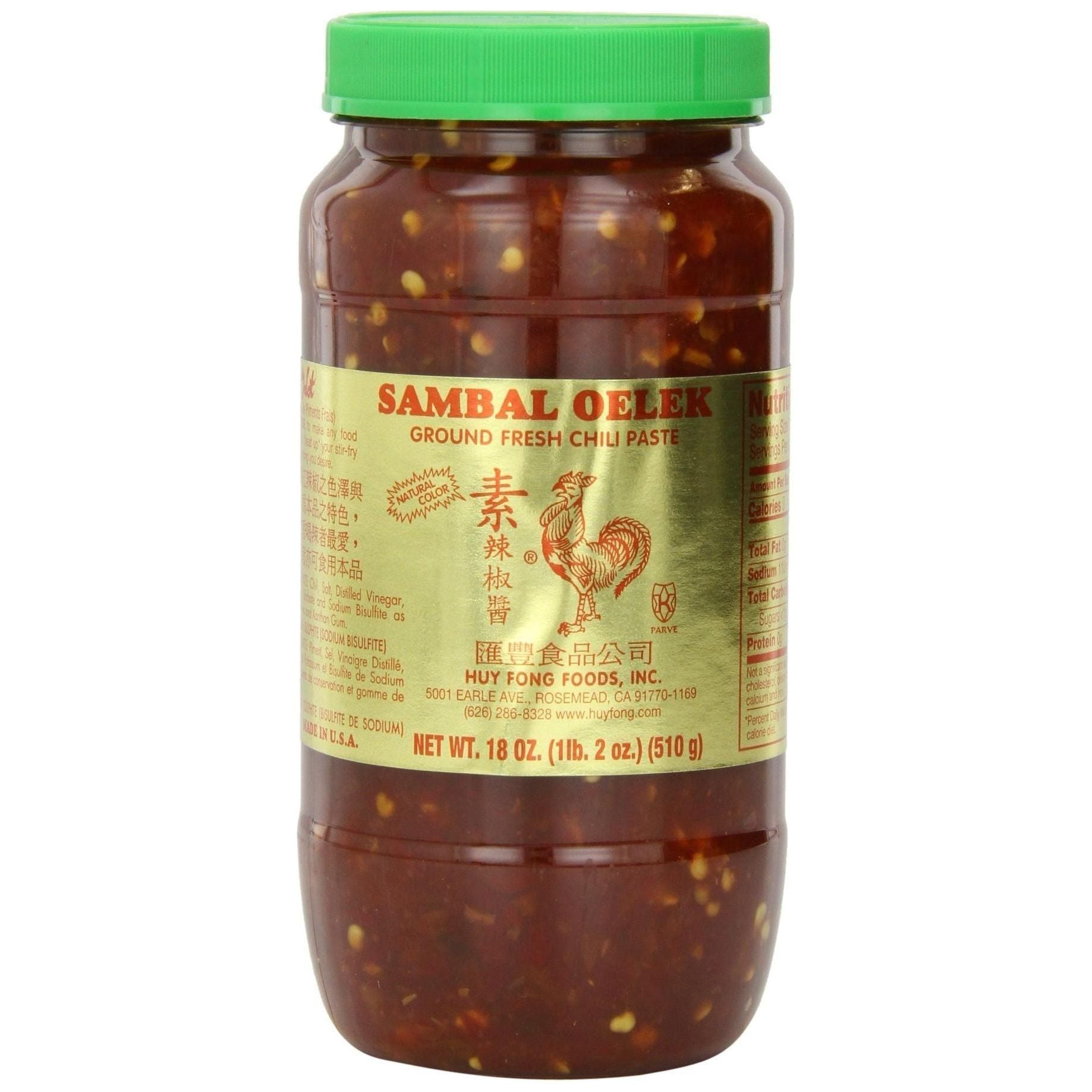 Huy Fong Foods Spicy Sambal Oelek Chili Paste, 18 oz - Huy Fong