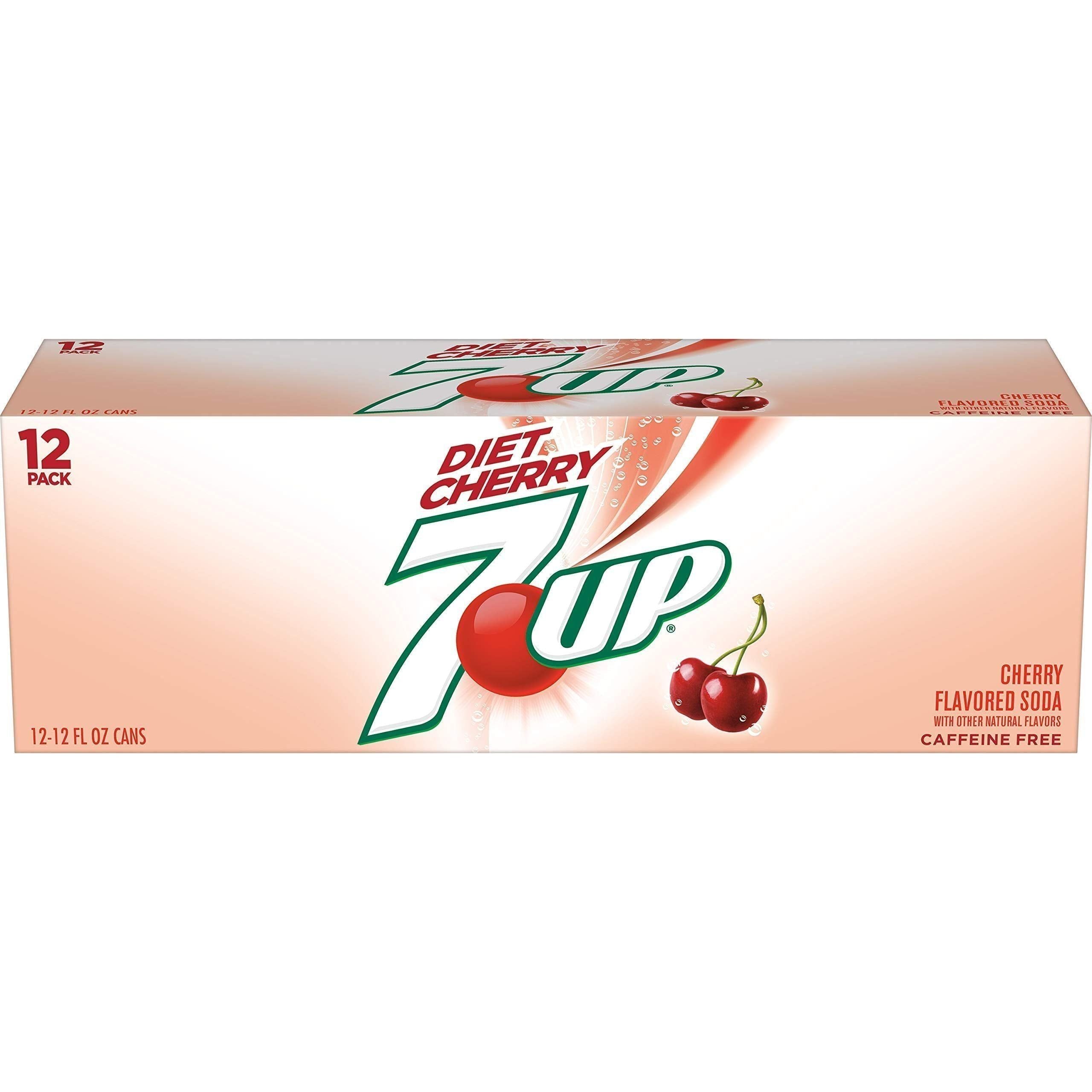 7UP Diet Cherry Soda - 12 Cans of Guilt-Free Refreshment, 12 fl oz Each - 7-Up