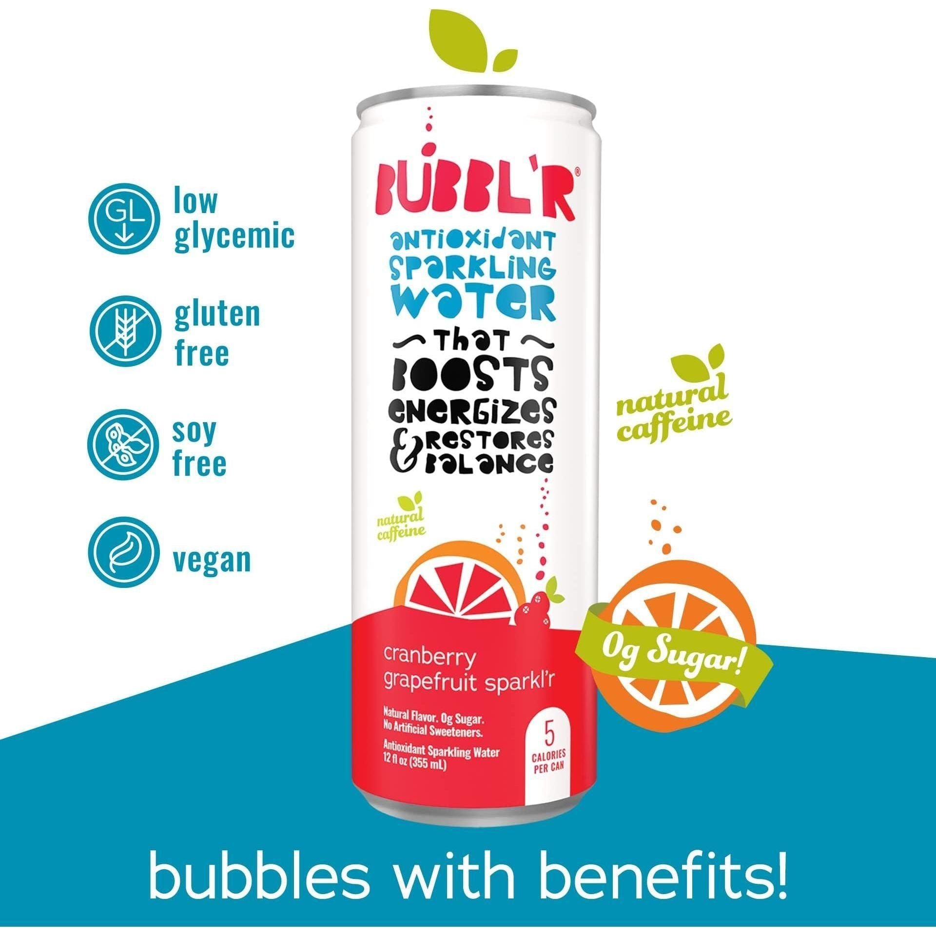 BUBBL'R cranberry grapefruit sparkl'r, Sparkling Water, 12 Fl Oz Cans, 12 Count - Bubbl'r