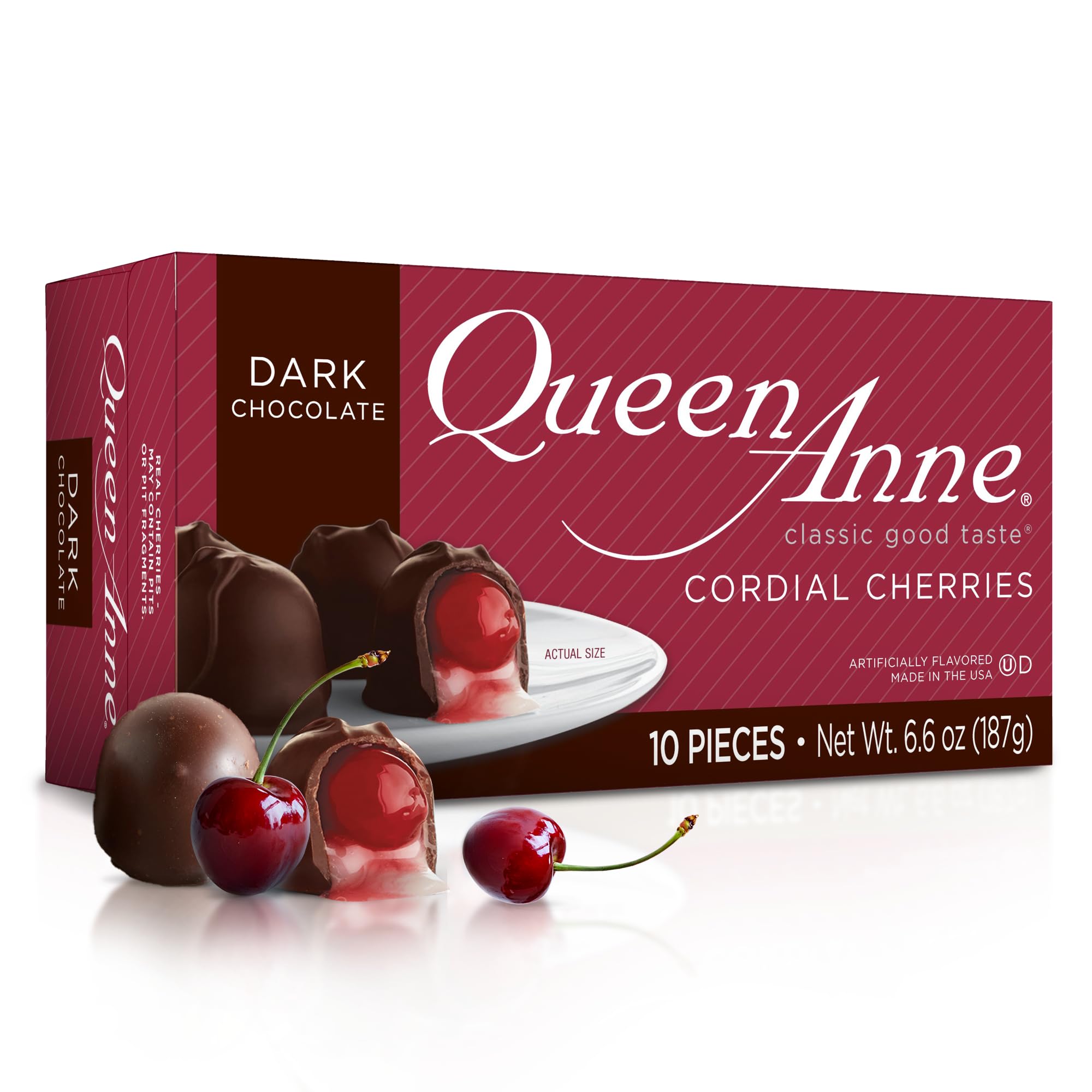 Queen Anne Dark Chocolate Covered Cordial Cherries, 6.6 oz (2 Pack)