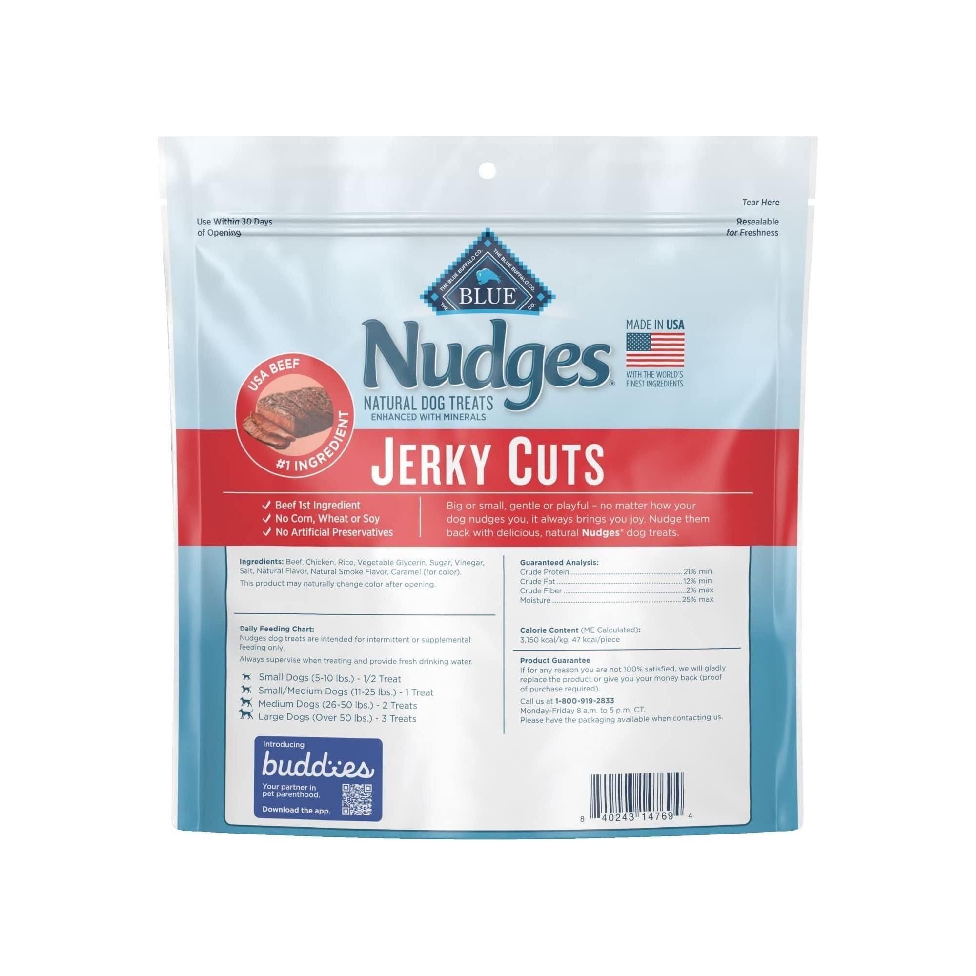 Blue Buffalo Nudges Jerky Cuts Dog Treats Made with Real Steak, 16-oz. Bag - Blue Buffalo