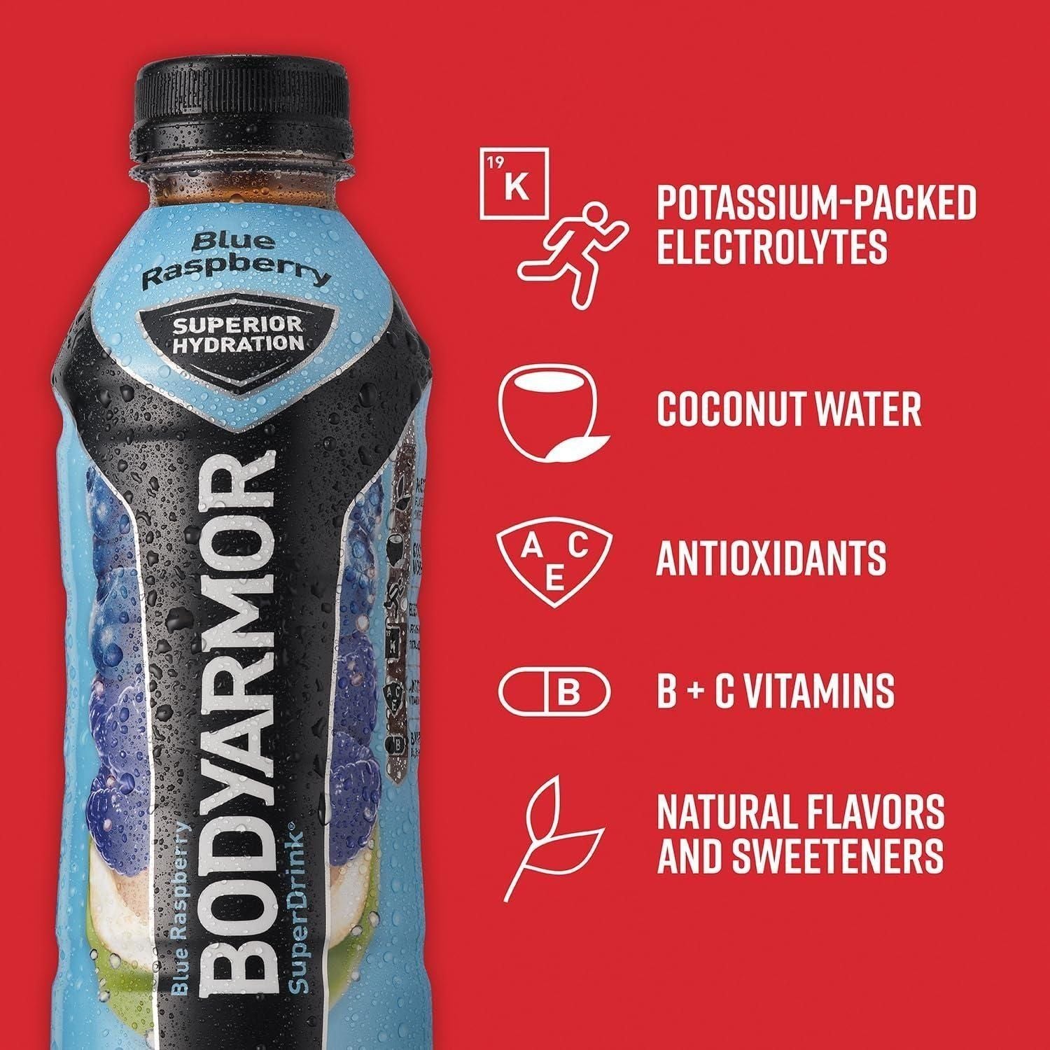 BODYARMOR Blue Raspberry Sports Drink, 12 oz, 8-Pack - BODYARMOR