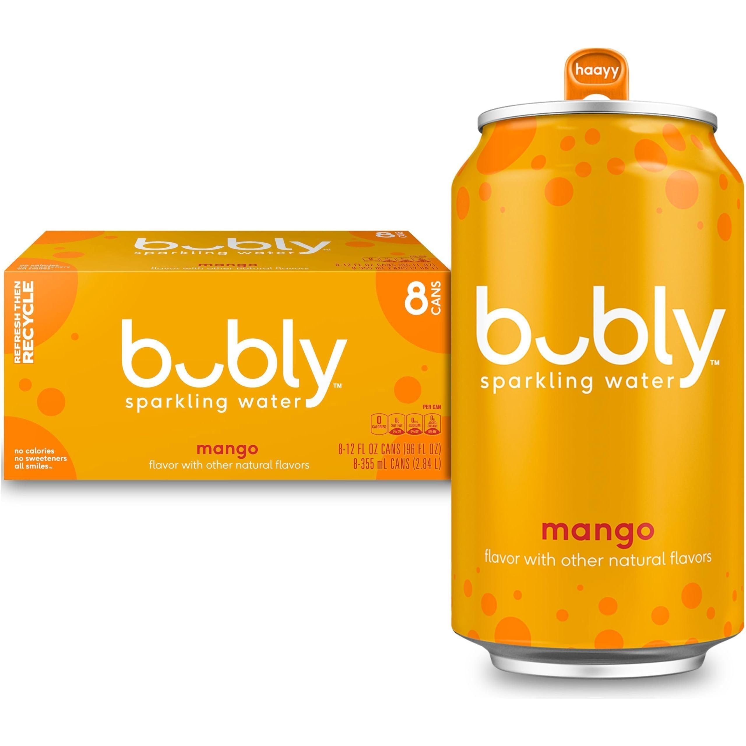 Bubly Sparkling Water, Mango, 12 Ounce Cans 8 count - Bubly