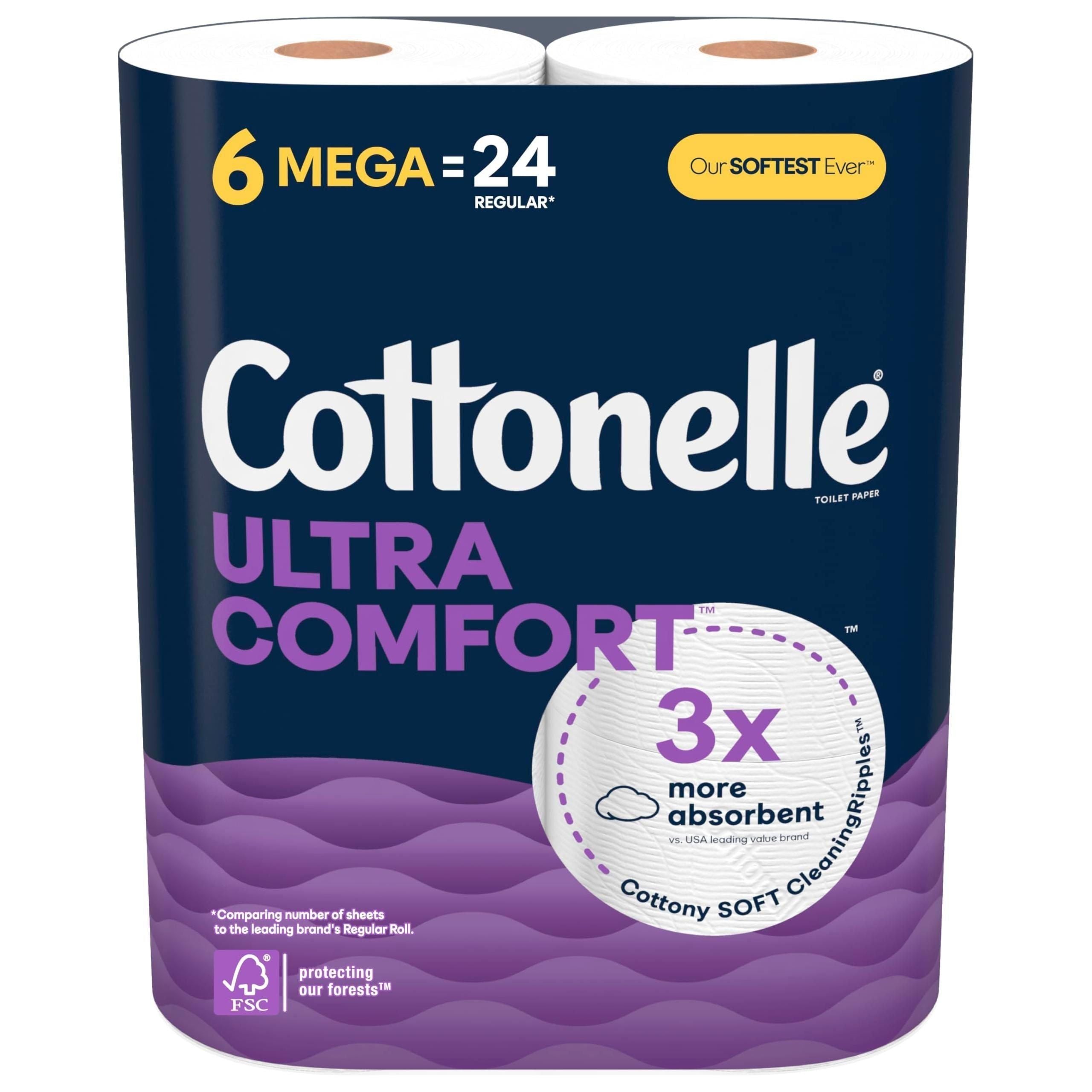 Cottonelle Ultra Comfort Toilet Paper, 6 Mega Rolls - Cottonelle
