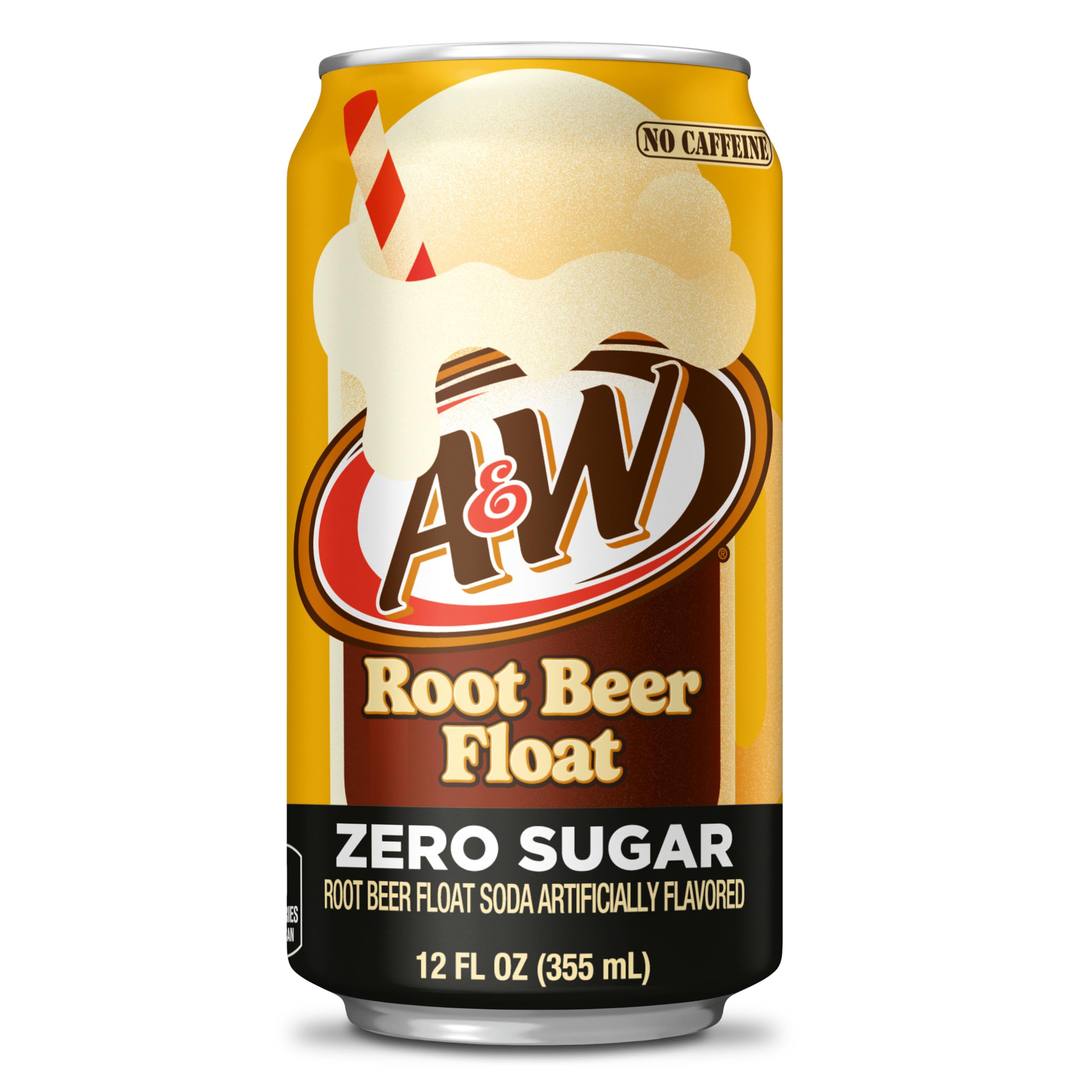 A&W Root Beer Float Zero Sugar Soda, 12 fl oz, 24 Cans