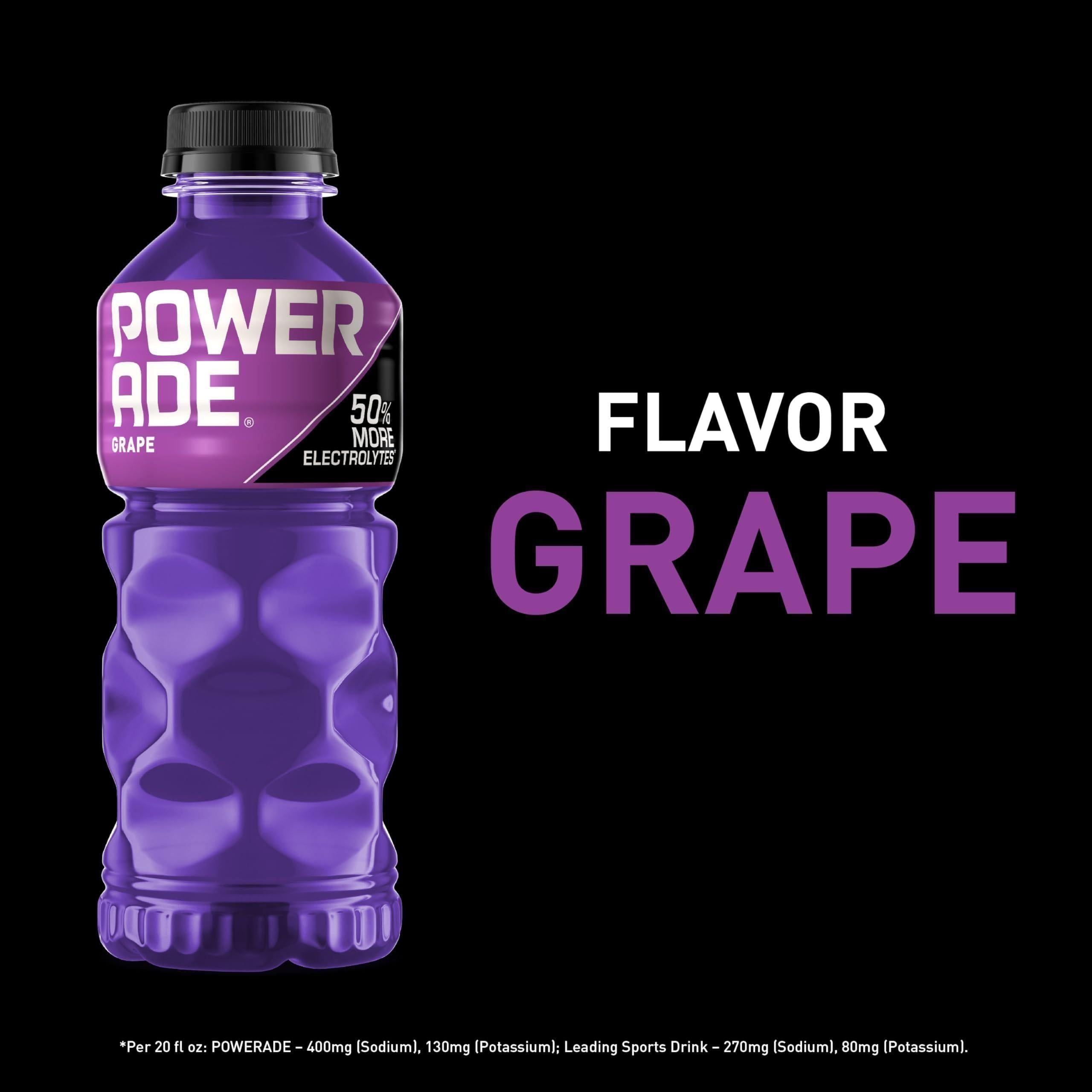 POWERADE Grape Sports Drink, 20 Oz - 24 Pack Hydration Boost - Powerade