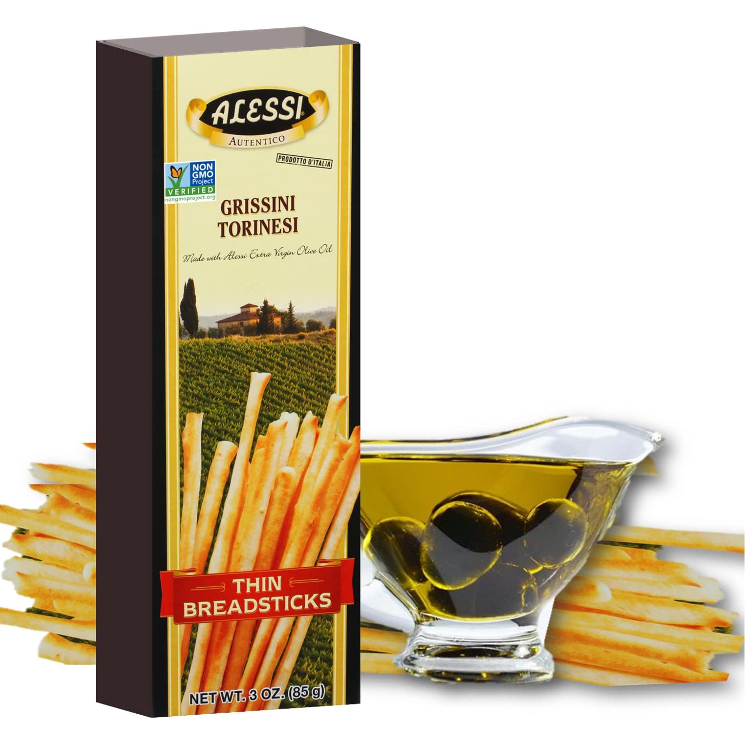 Alessi Imported Breadsticks, Thin Autentico, Low Fat - Alessi