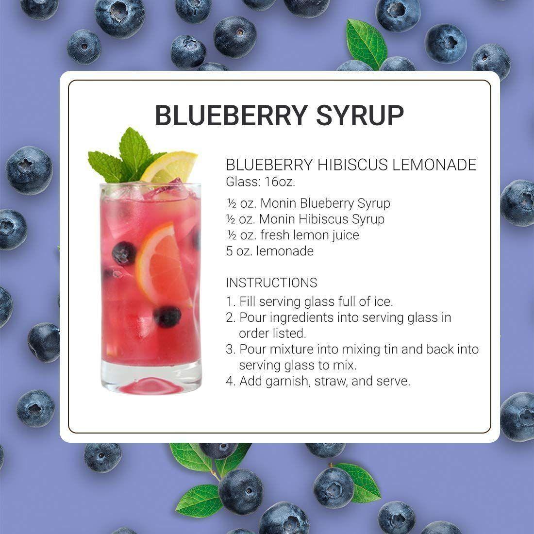 Monin - Blueberry Syrup, Mildly Sweet & Tart Blueberry Flavor, Great for Teas, Lemonades, Smoothies, & Cocktails, Gluten-Free, Non-GMO (750ml) - Monin