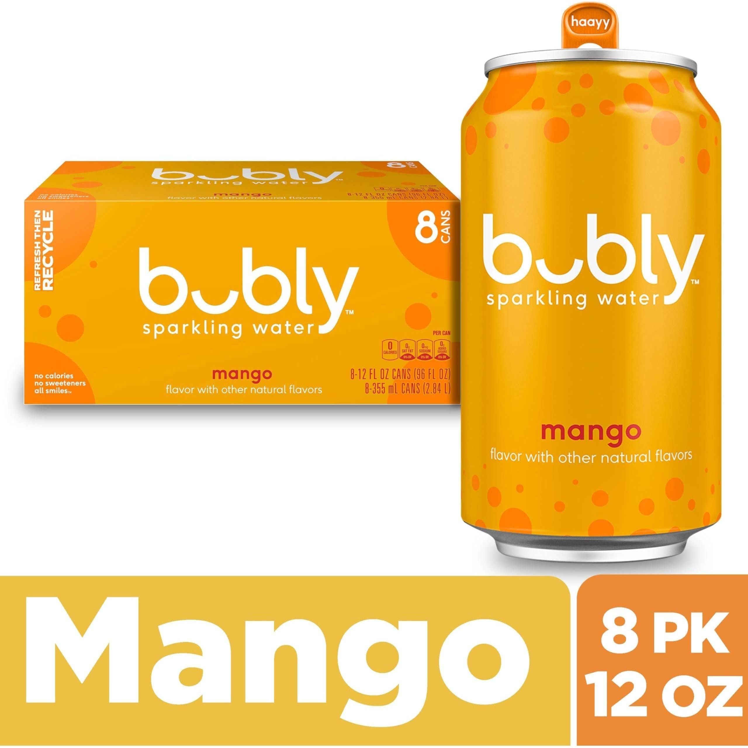Bubly Sparkling Water, Mango, 12 Ounce Cans 8 count - Bubly