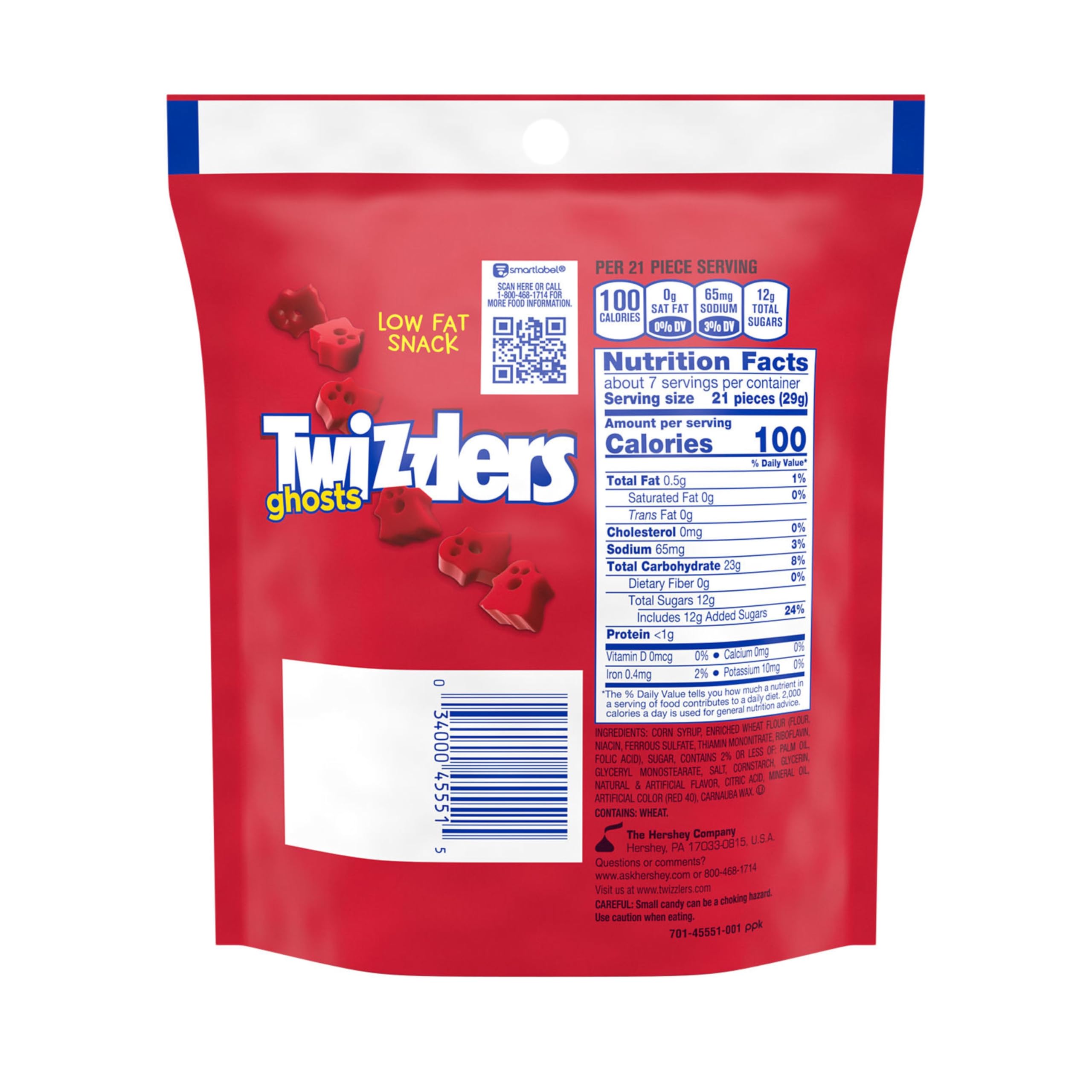 TWIZZLERS Ghosts Cherry Flavored Chewy Candy, 7.1 oz, 2 Pack