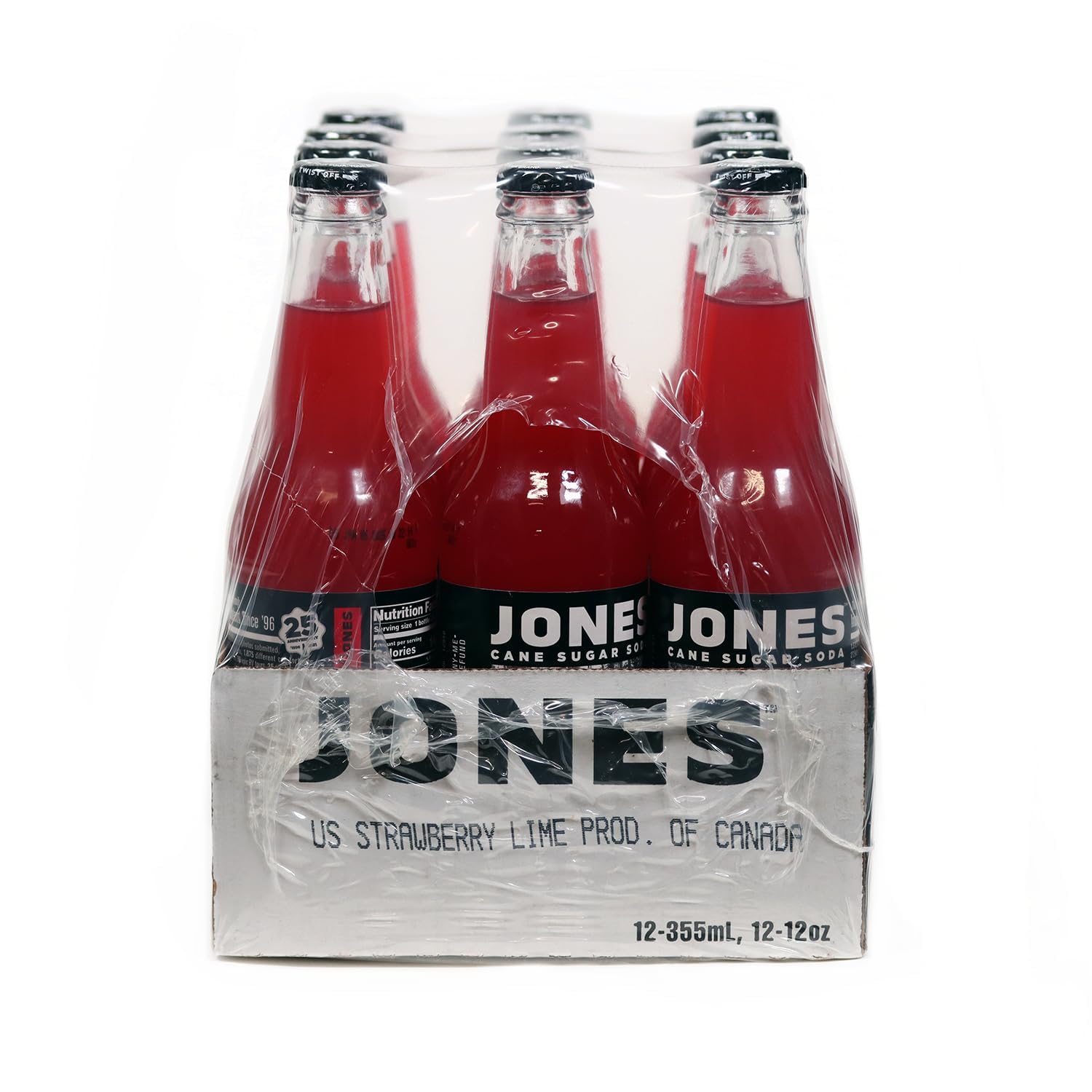 Jones Soda Co. Strawberry Lime 12 oz Pack of 12 Glass Bottle