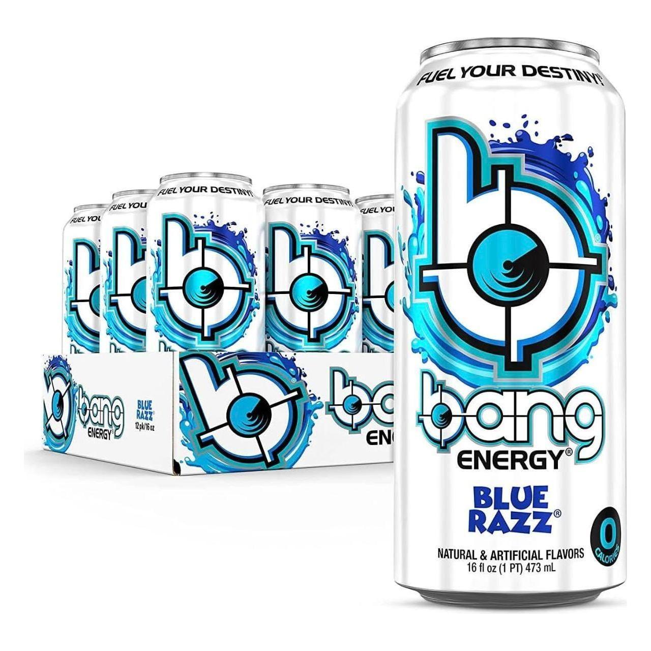 Blue Razz Bang Energy Drink - 16 Oz Cans (Pack of 24) - Bang Energy