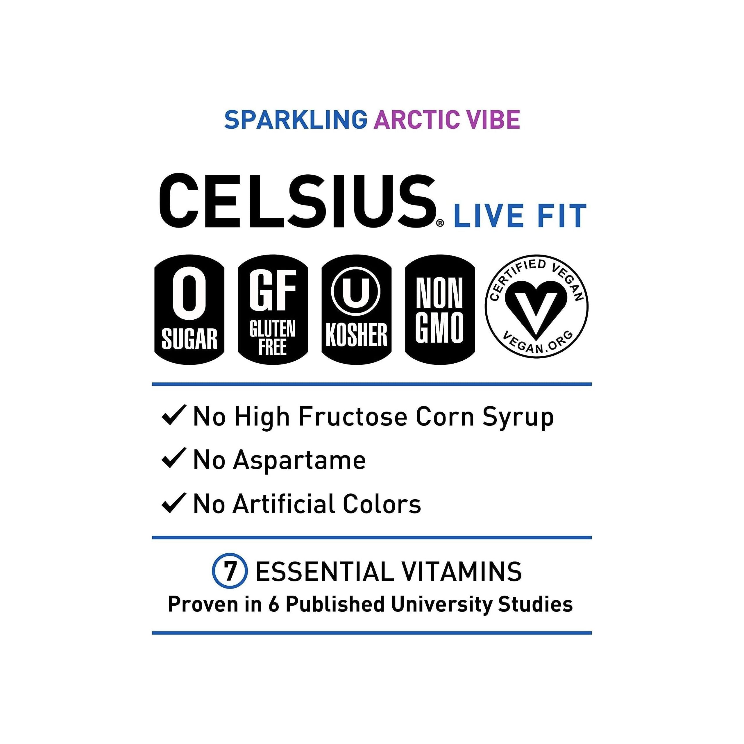 CELSIUS Sparkling Arctic Vibe, Essential Energy Drink, 12 Fl Oz Cans (Pack of 24) - Celsius