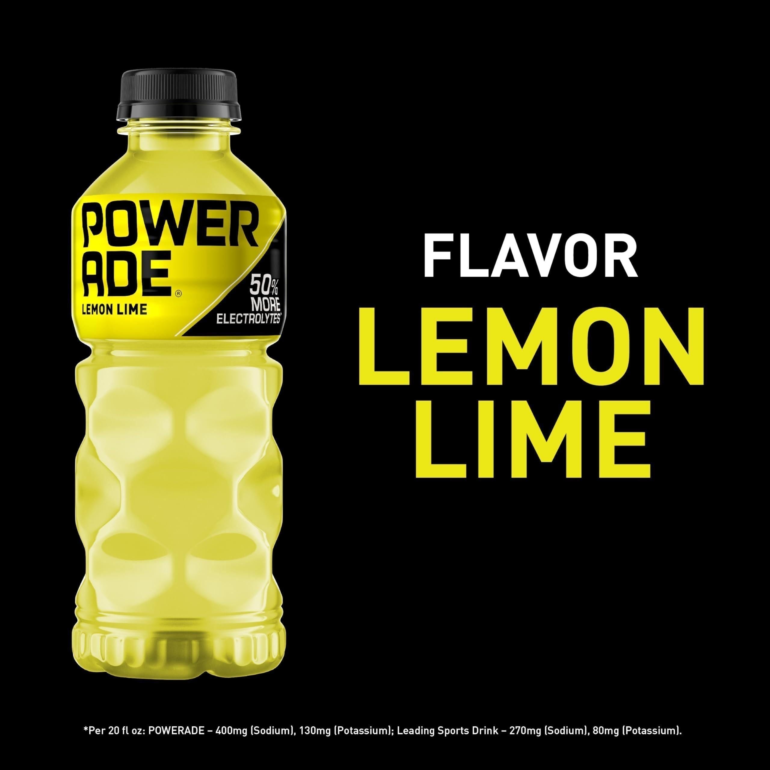 POWERADE Lemon Lime Electrolyte Sports Drink, 20 Oz (24-Pack) - Powerade