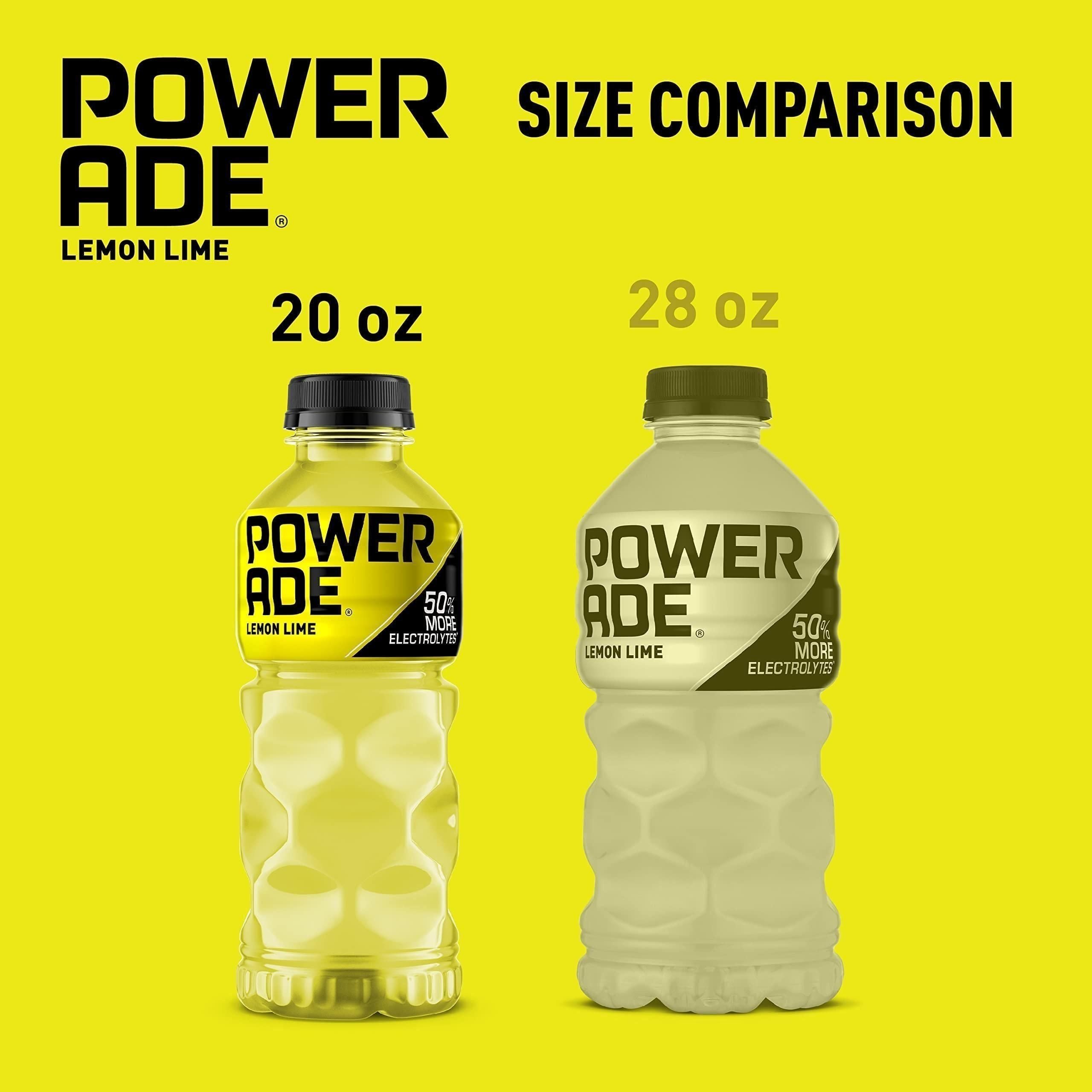 POWERADE Lemon Lime Electrolyte Sports Drink, 20 oz Bottles, 8 Count - Powerade