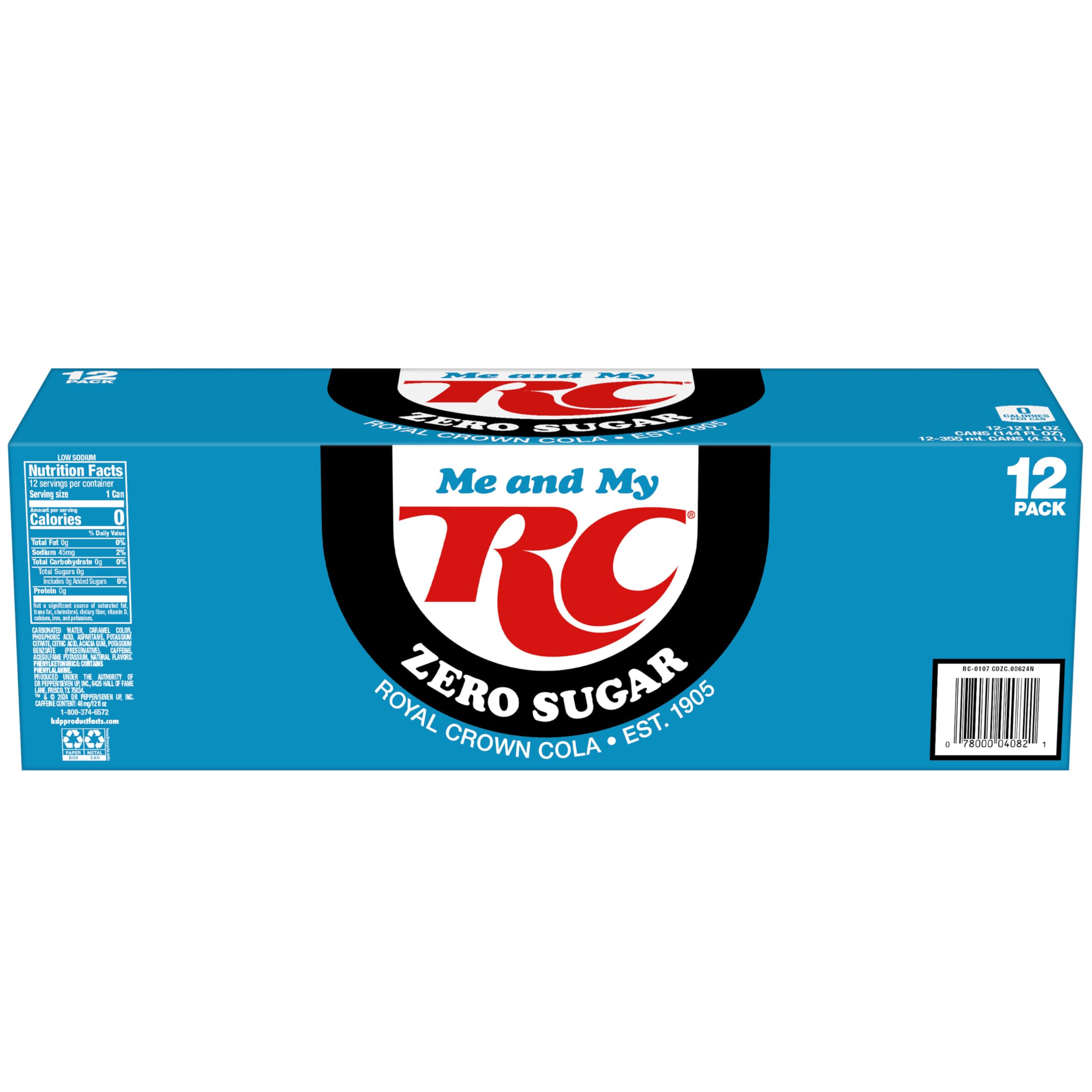 RC Cola Zero Sugar Soda, 12 fl oz cans, 12 pack - RC Cola