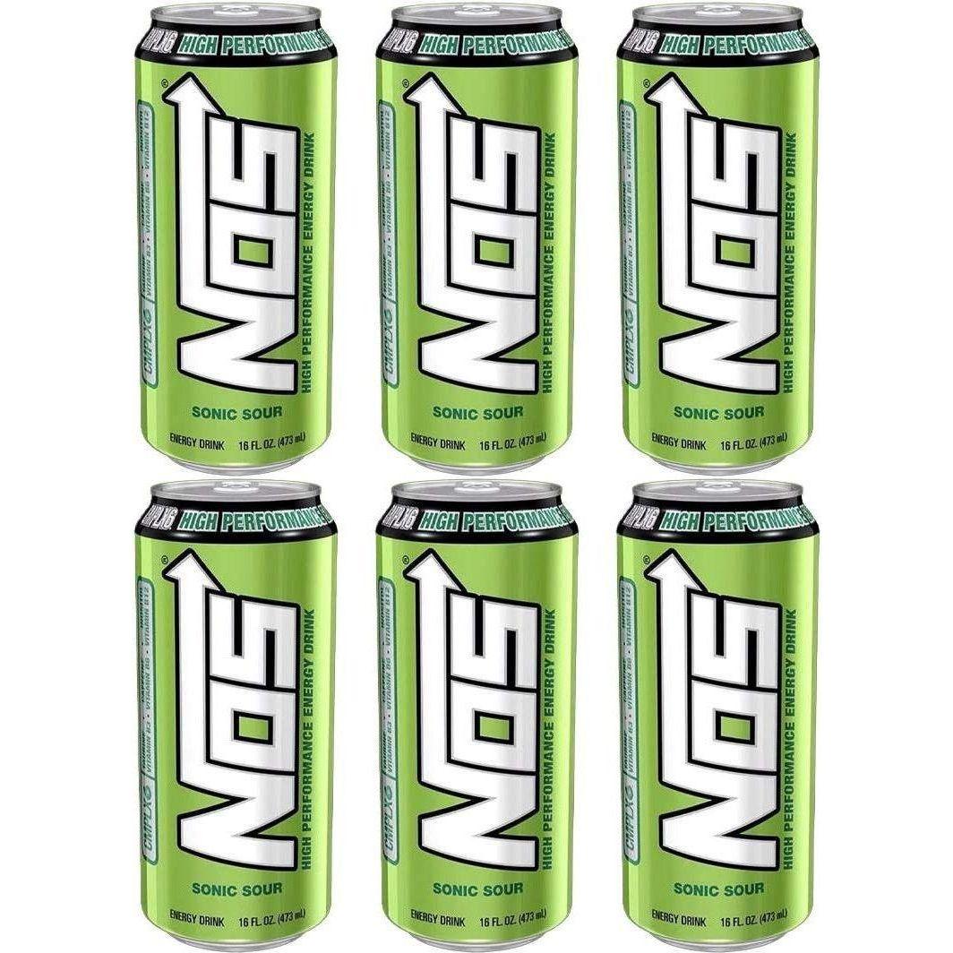 NOS Sonic Sour Energy Boost, 16oz Can (6-Pack) - NOS Energy Drinks
