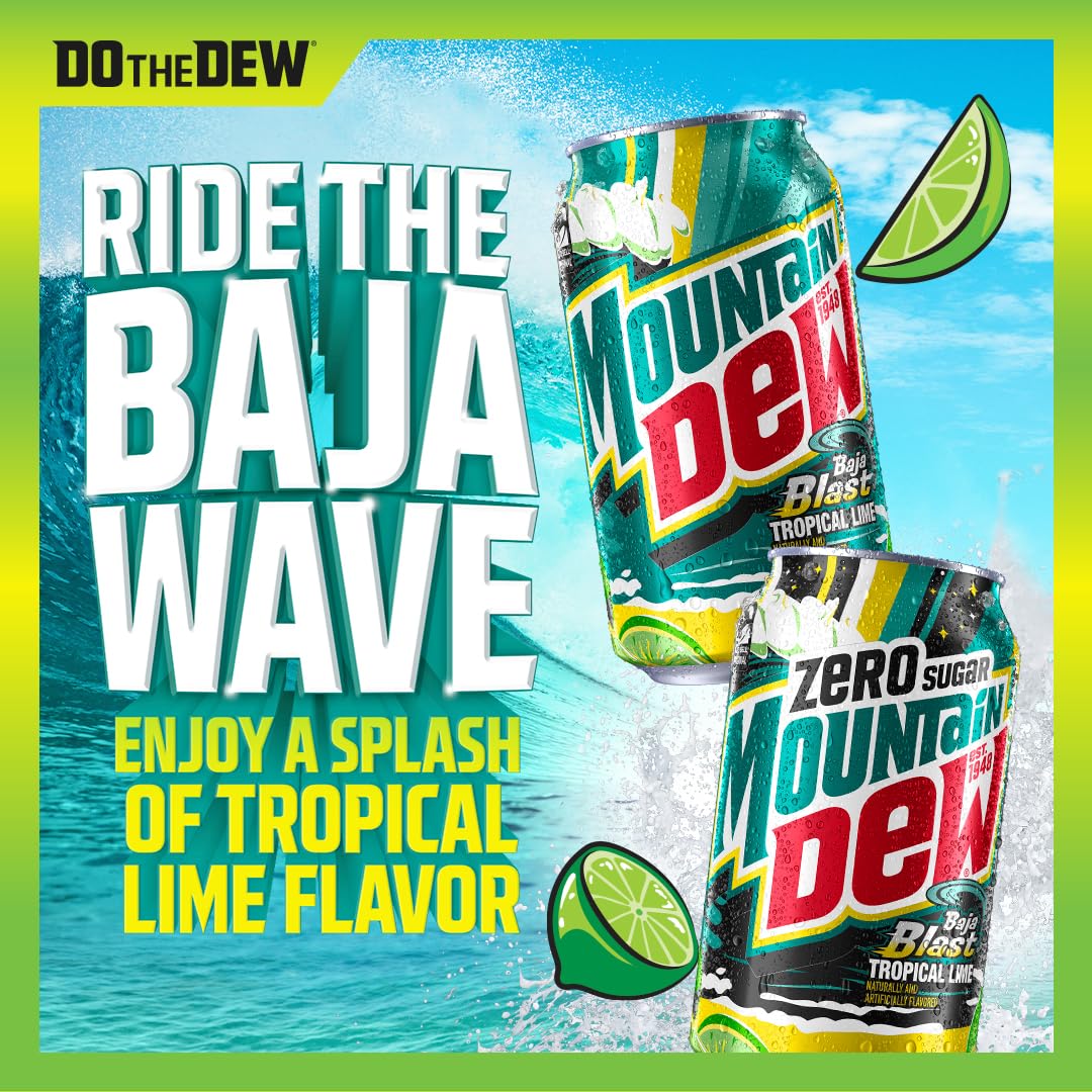 24 pack Mountain Dew, Baja Cabo Citrus Zero Sugar 12 Fl Oz Cans