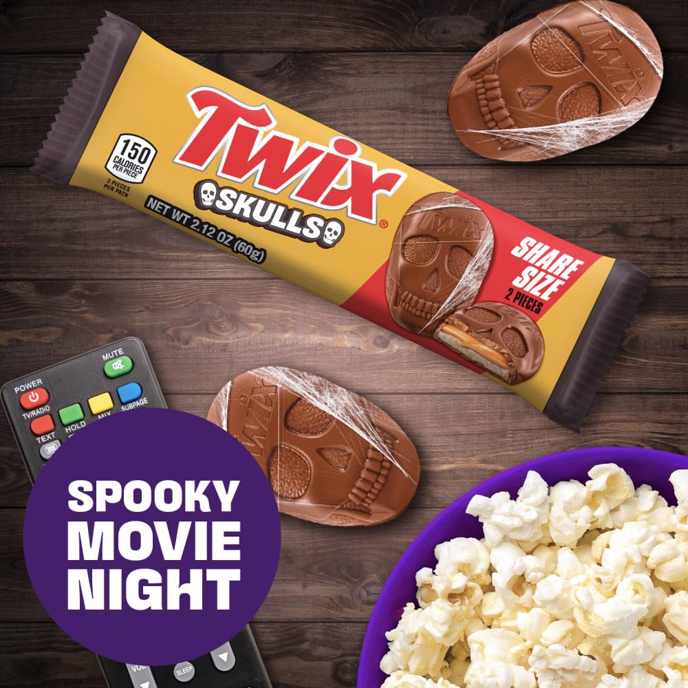 TWIX Skulls Caramel Cookie Chocolate Candy, 2.12 oz, 3 Pack