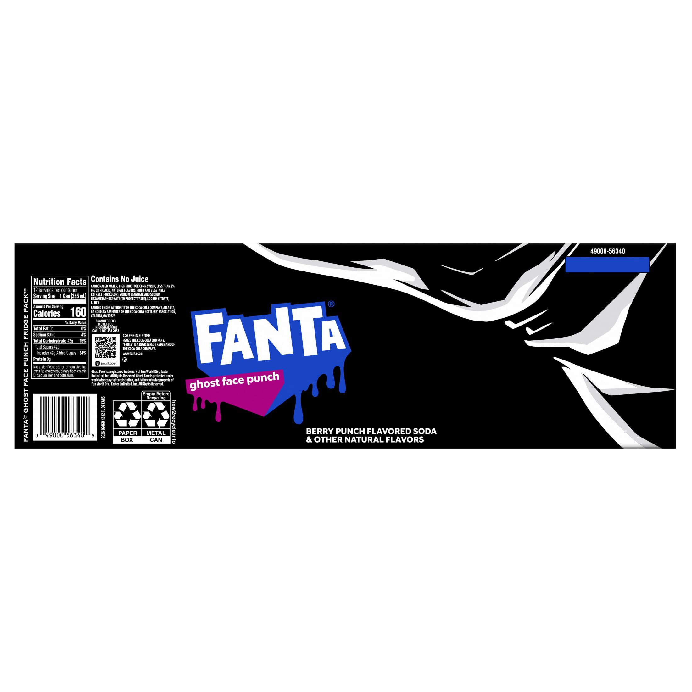 Fanta Ghost Face Punch Fridge Pack Cans, 12 fl oz, 12 Pack