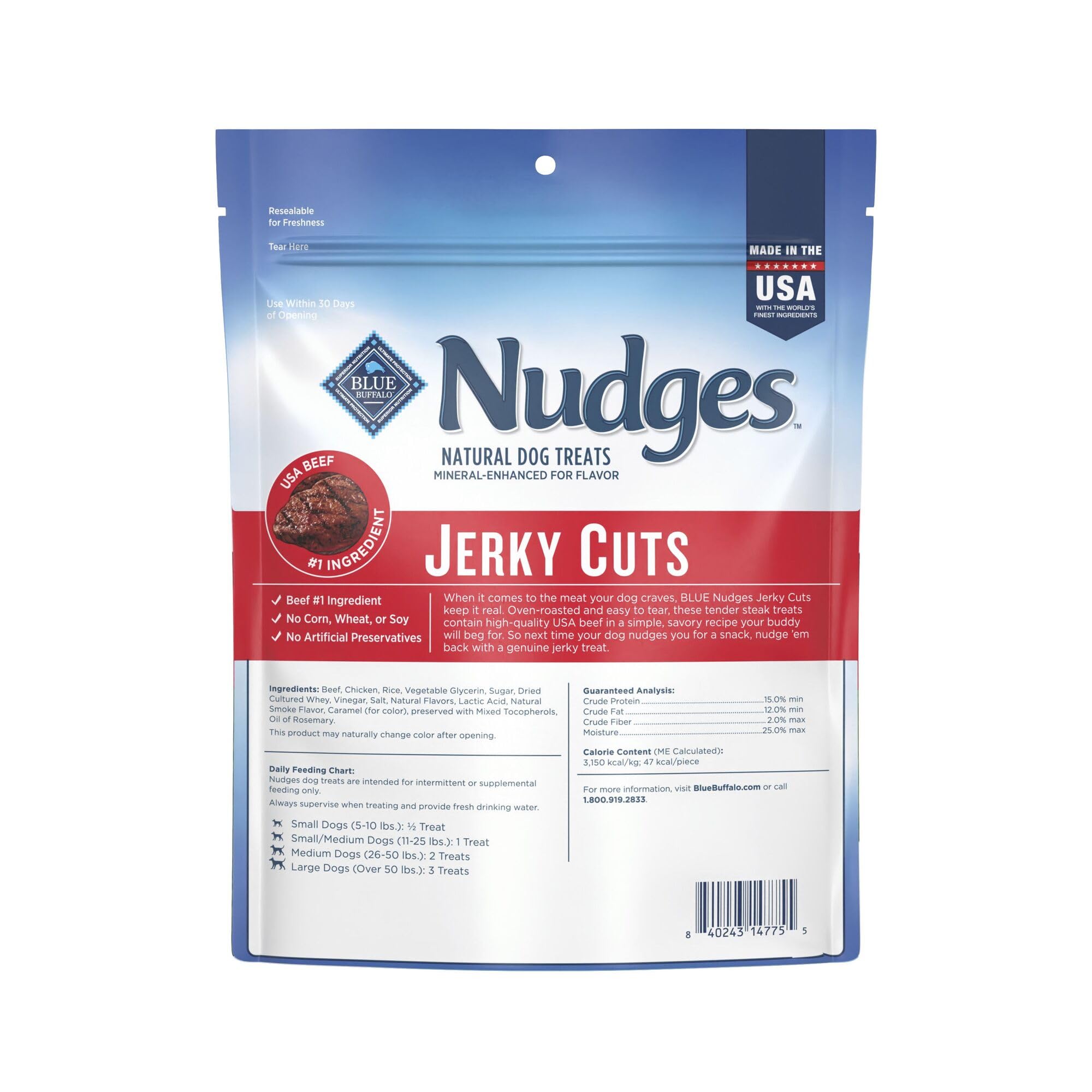 Blue Buffalo Nudges Steak Jerky Dog Treats, 10 oz