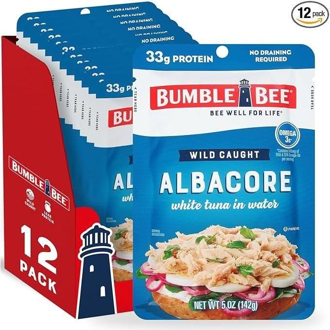 Bumble Bee Albacore Tuna Pouches in Water - 12 Pack of 2.5 Ounce Servings - Bumble Bee