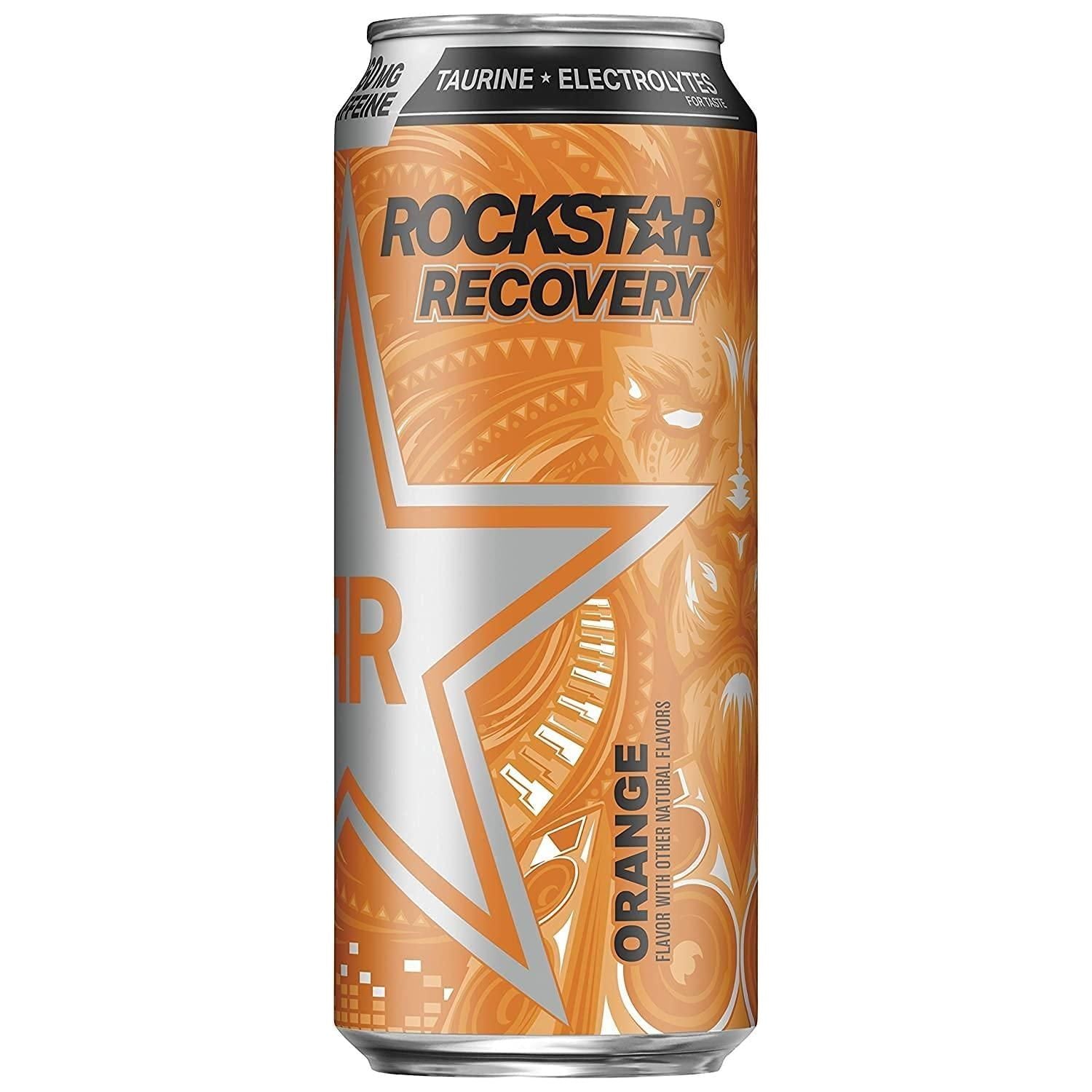 Rockstar Energy Drink Recovery, Orange, 16 Fl Oz Cans (Pack of 6) - Rockstar