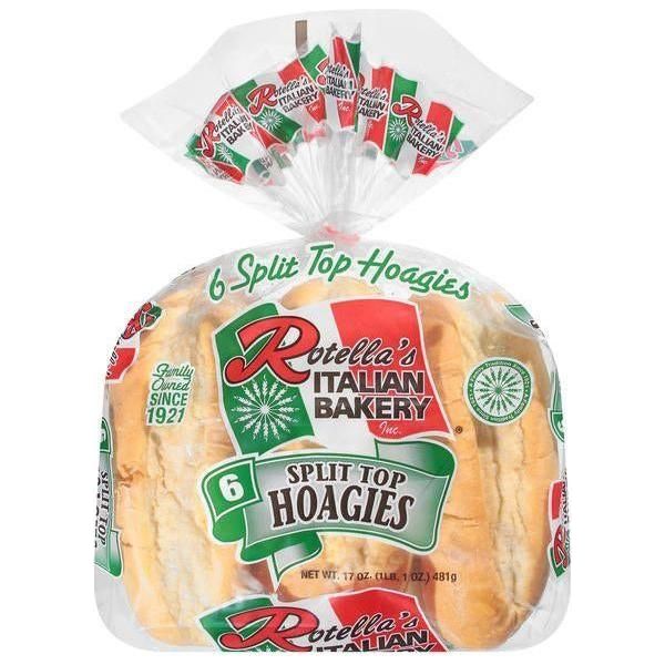 Rotella's Italian Bakery 6-Pack Split Top Hoagie Rolls, 17oz - Rotella's Italian Bakery